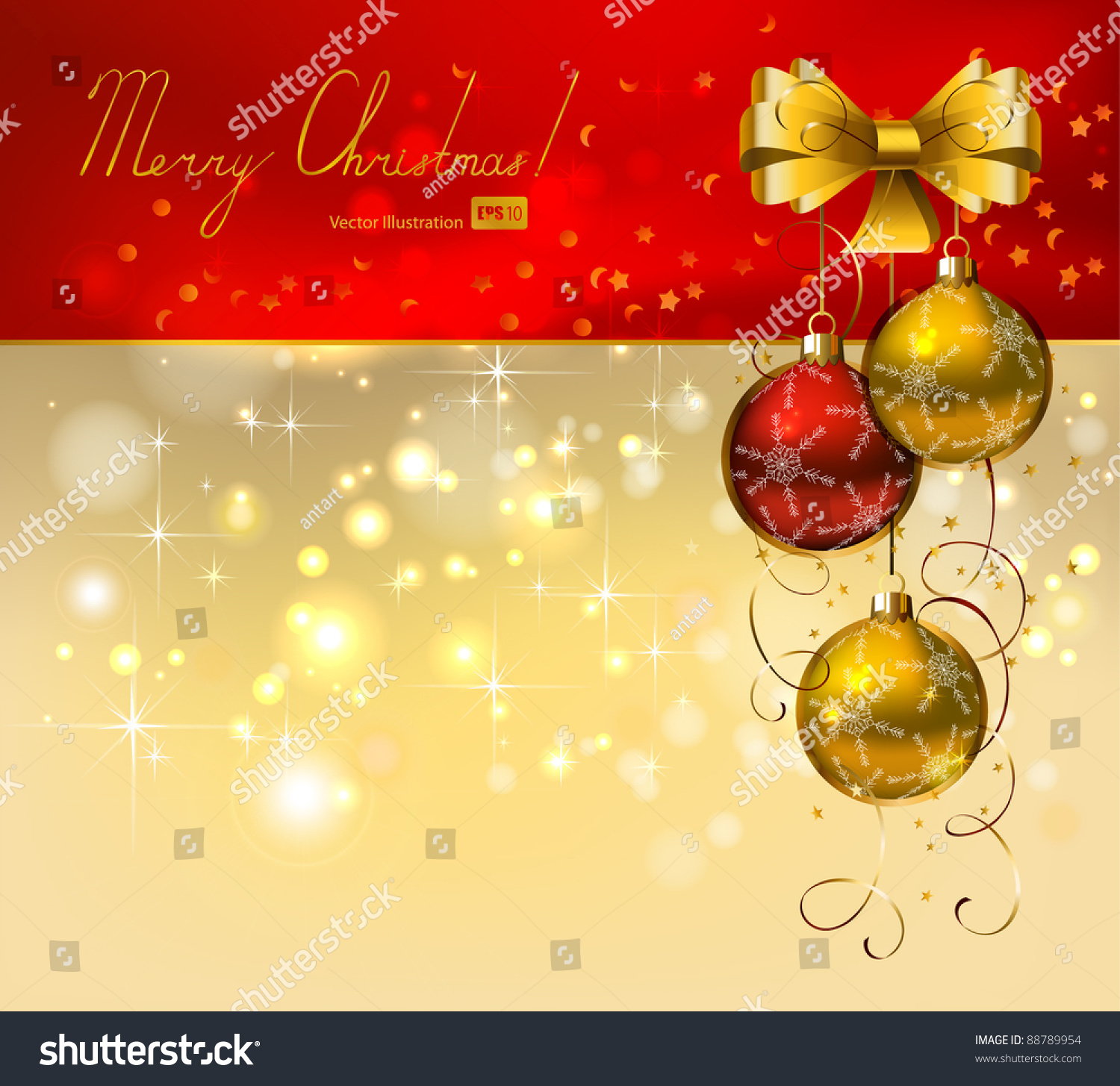 Christmas Background With Red And Gold Evening Balls Stock Vector ...