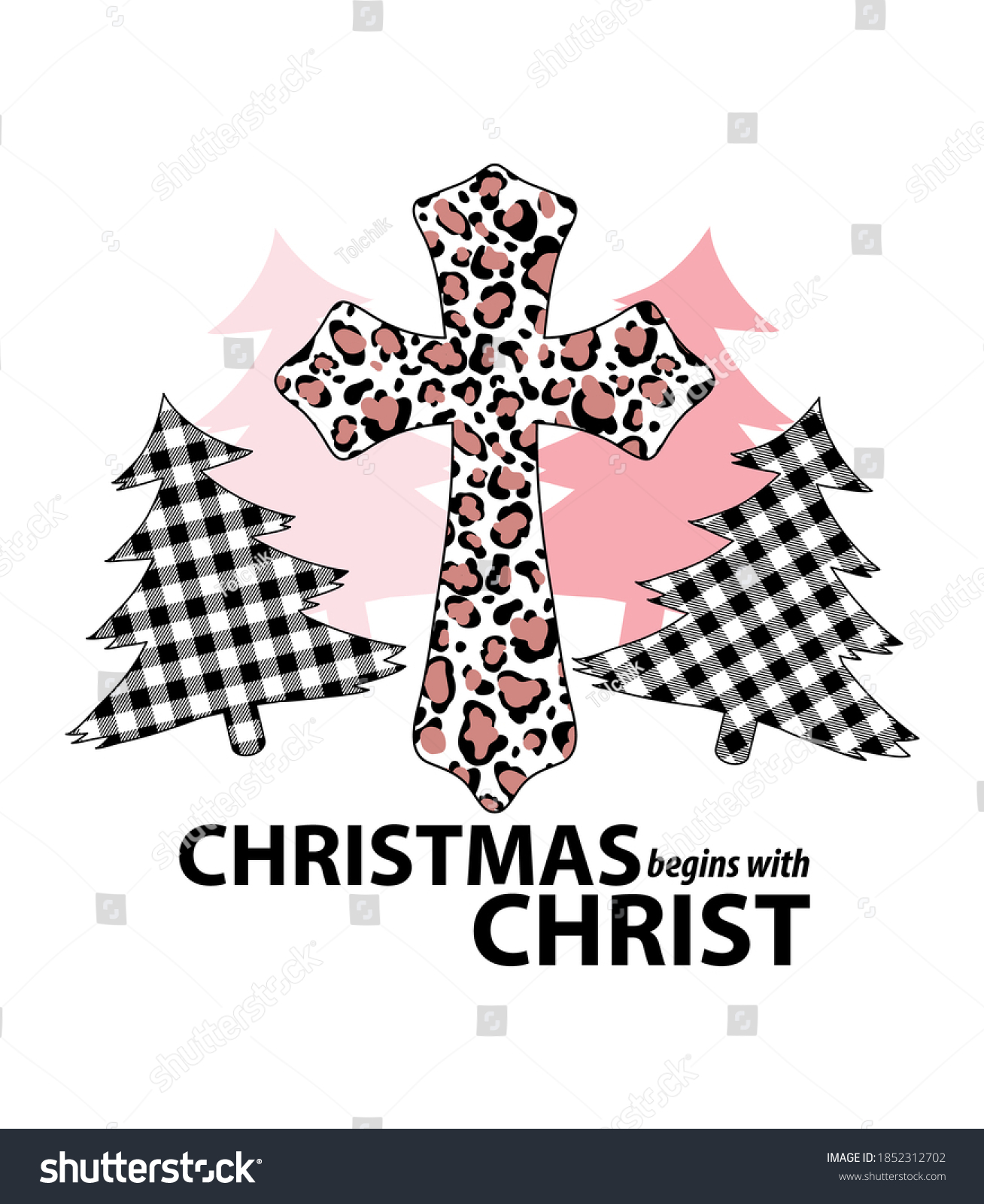 SVG of Christmas Begins with Christ Christmas Sign Svg Cross Buffalo plaid  Sublimation Designs svg