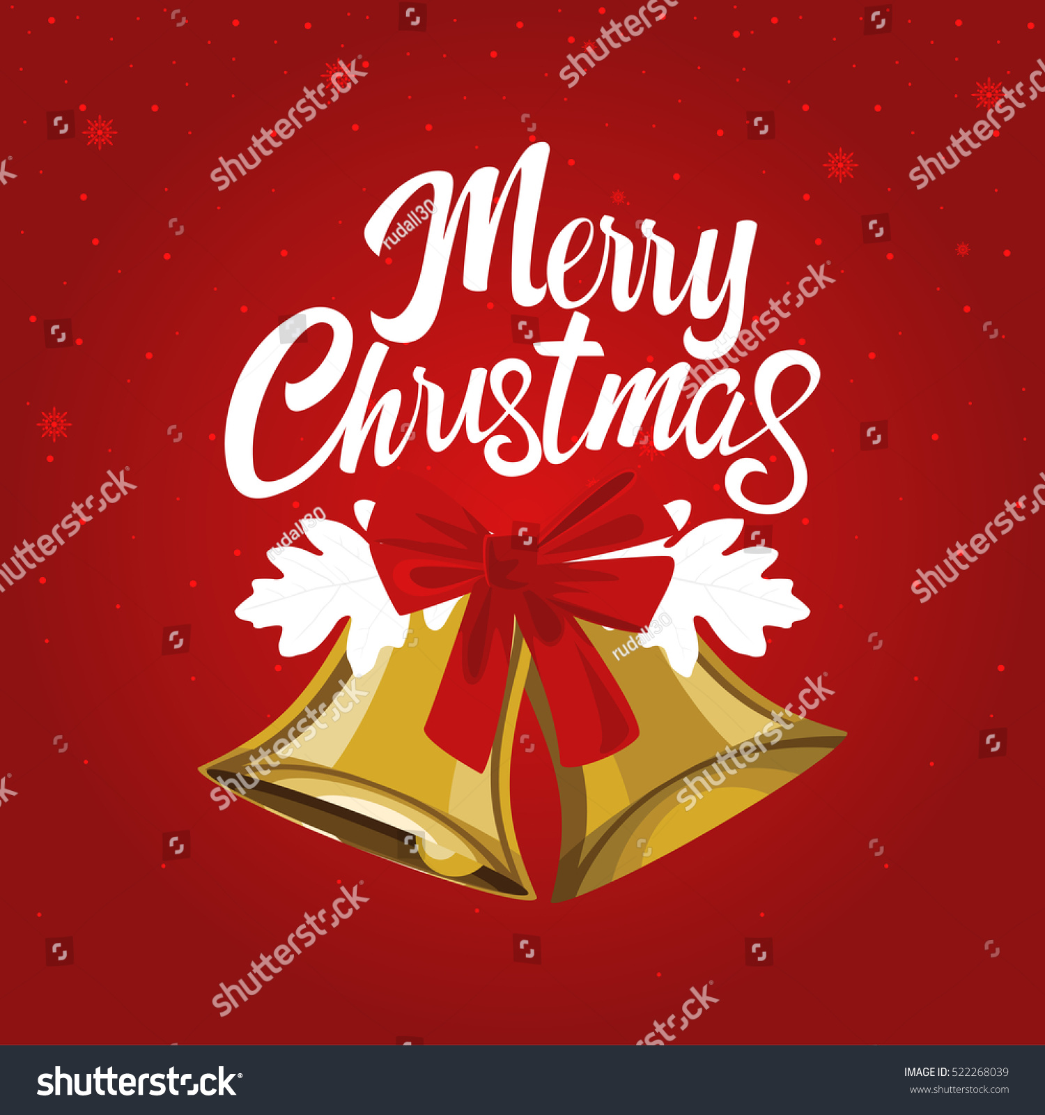 Christmas Bell For Greetings Card, With Merry Christmas Text Stock Vector Illustration 522268039