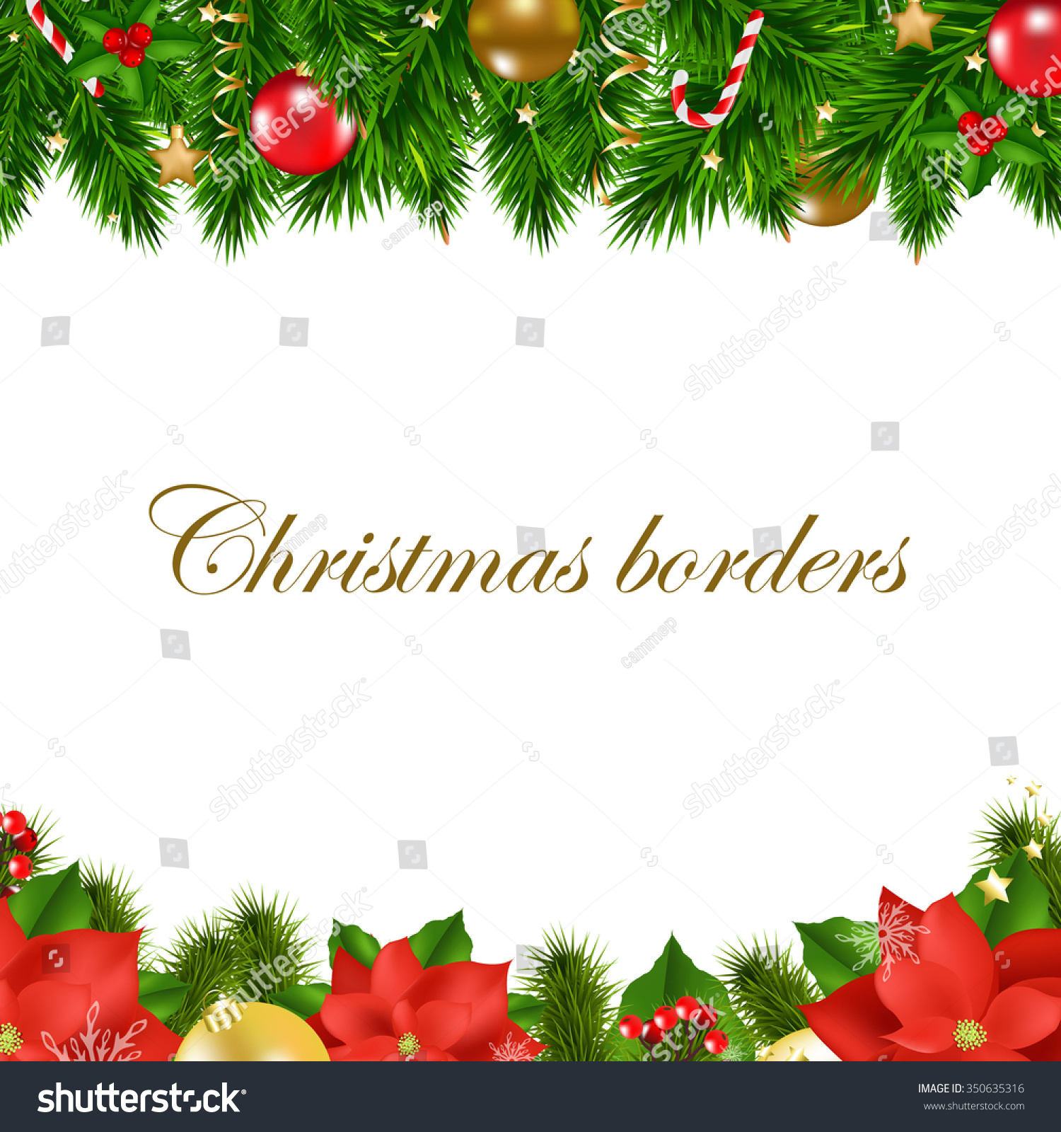 Christmas Borders Gradient Mesh Vector Illustration Stock Vector