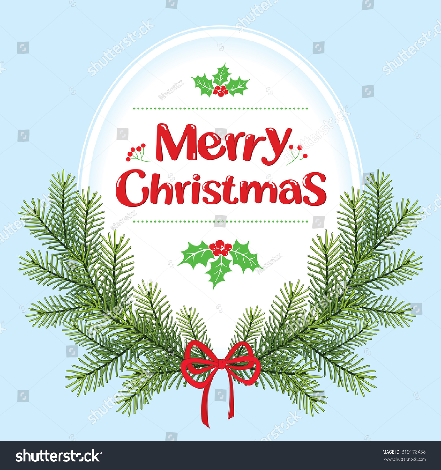 Christmas Branch With Ribbon Stock Vector Illustration 319178438 : Shutterstock