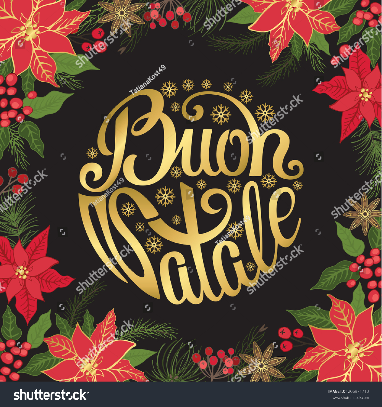 Buon Natale Outdoor Decorations.Christmas Buon Natale Invitationdesign Templateparty Flyerticket Stock Vector Royalty Free 1206971710