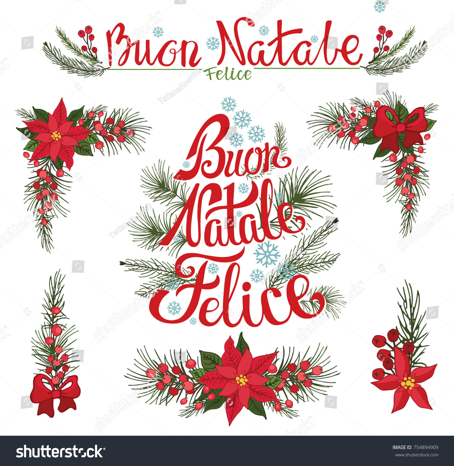 Natale Buon.Christmas Buon Natale Italian Lettering New Stock Vector Royalty Free 754894909