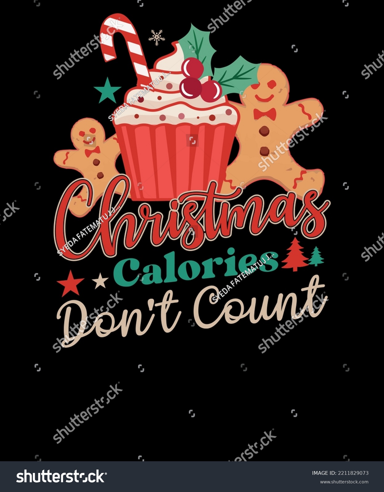SVG of Christmas calories don't count Retro Funny Foodie Christmas Party T-shirt Design svg