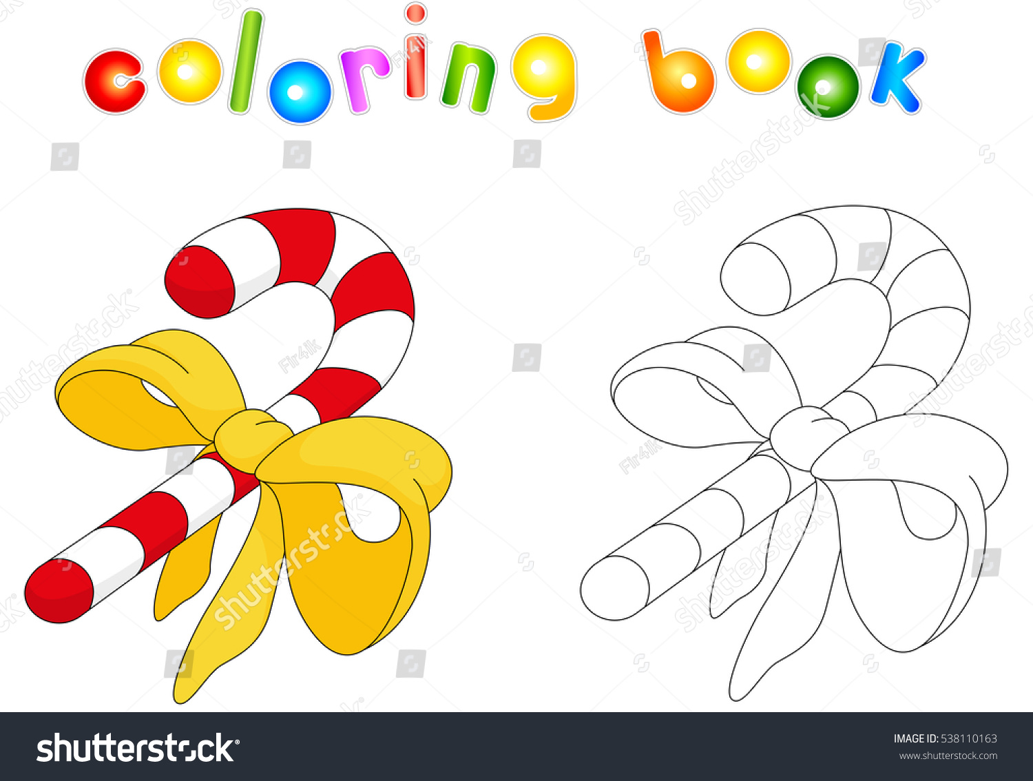 Christmas Candy Cane Coloring Book Kids Stock Vector Royalty Free 538110163