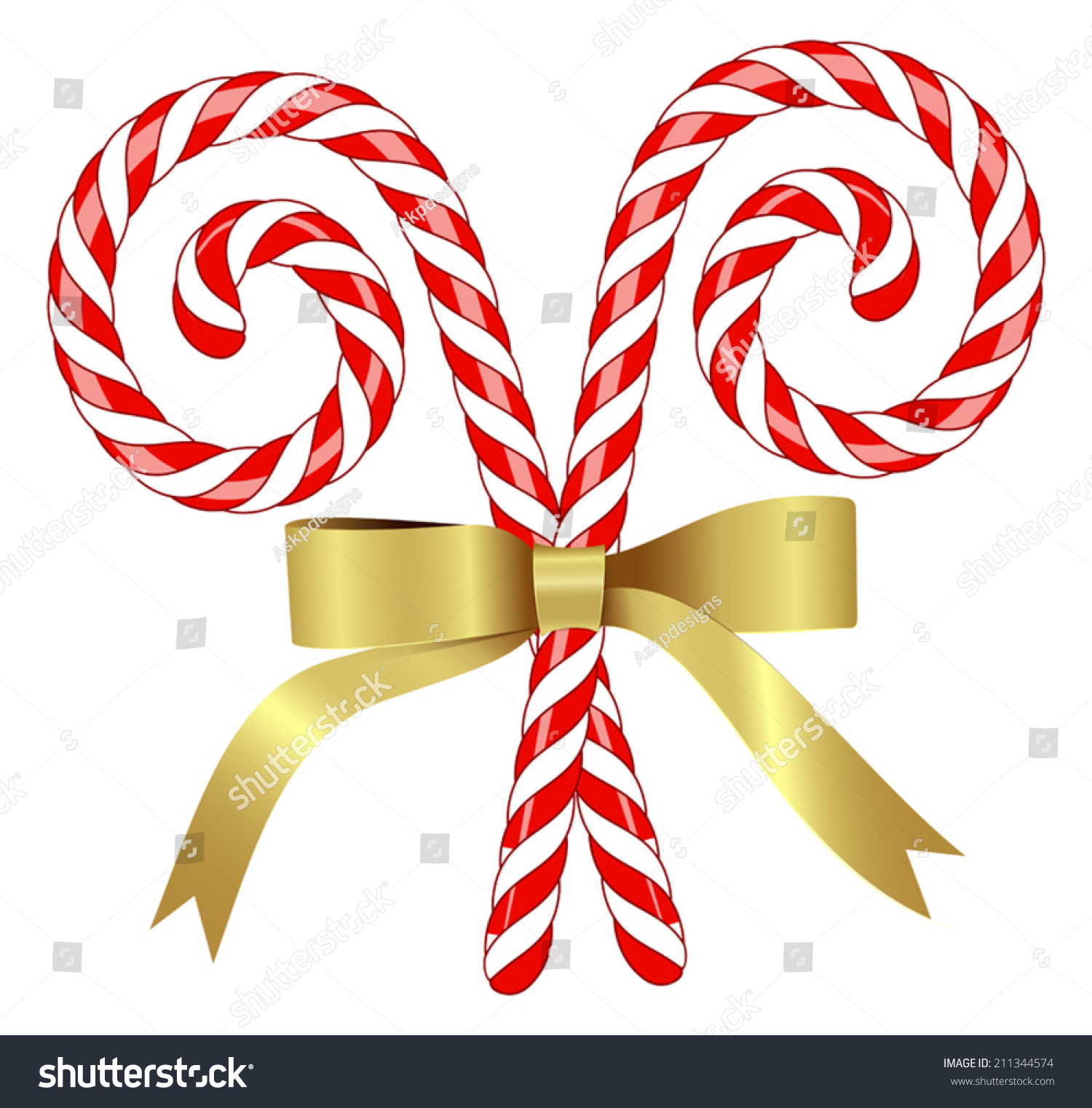 Christmas Candy With Golden Ribbon. Stock Vector Illustration 211344574 ...