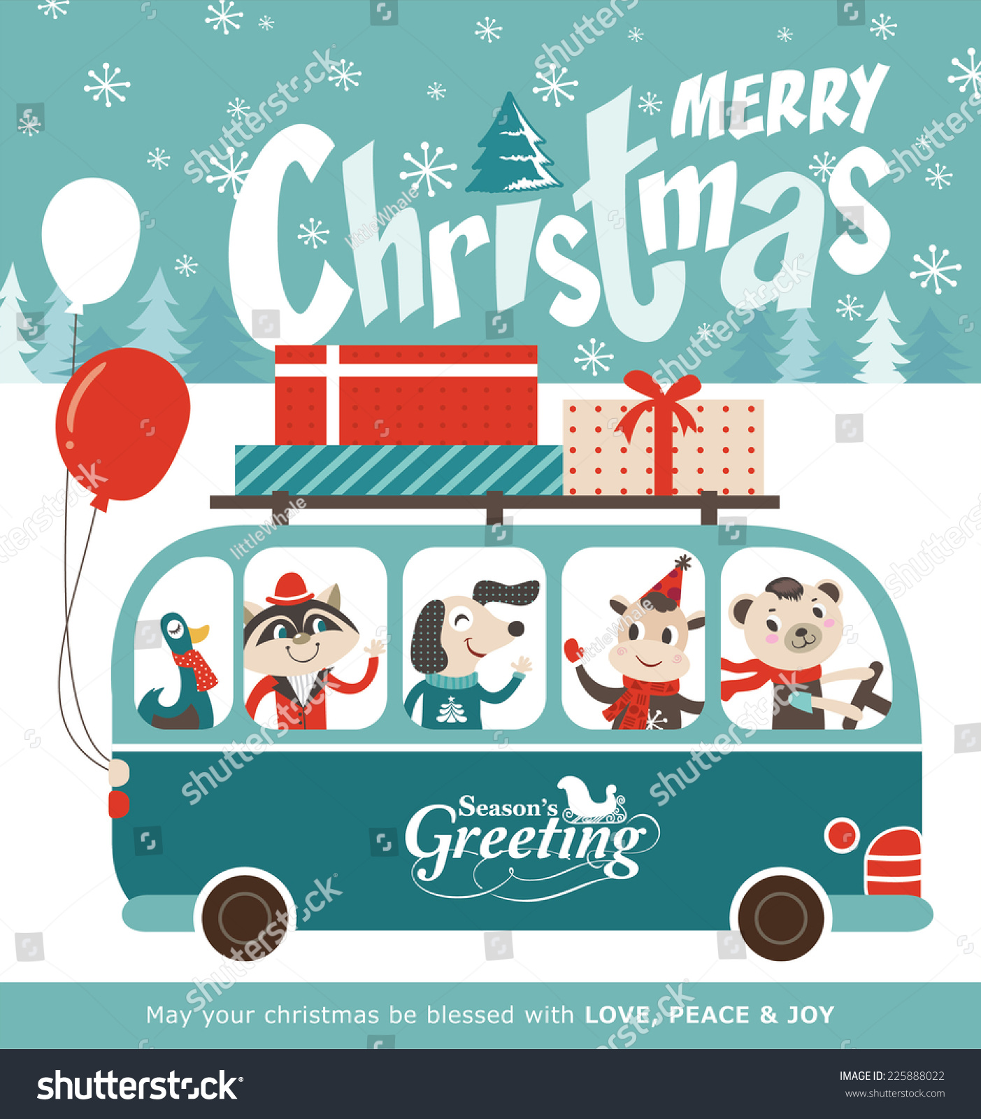 Christmas Card Stock Vector Illustration 225888022 : Shutterstock