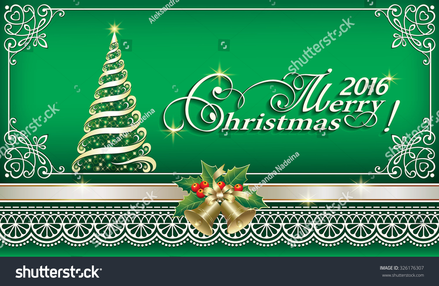 Christmas Card With A Christmas Tree In A Frame With An Ornament Stock Vector Illustration