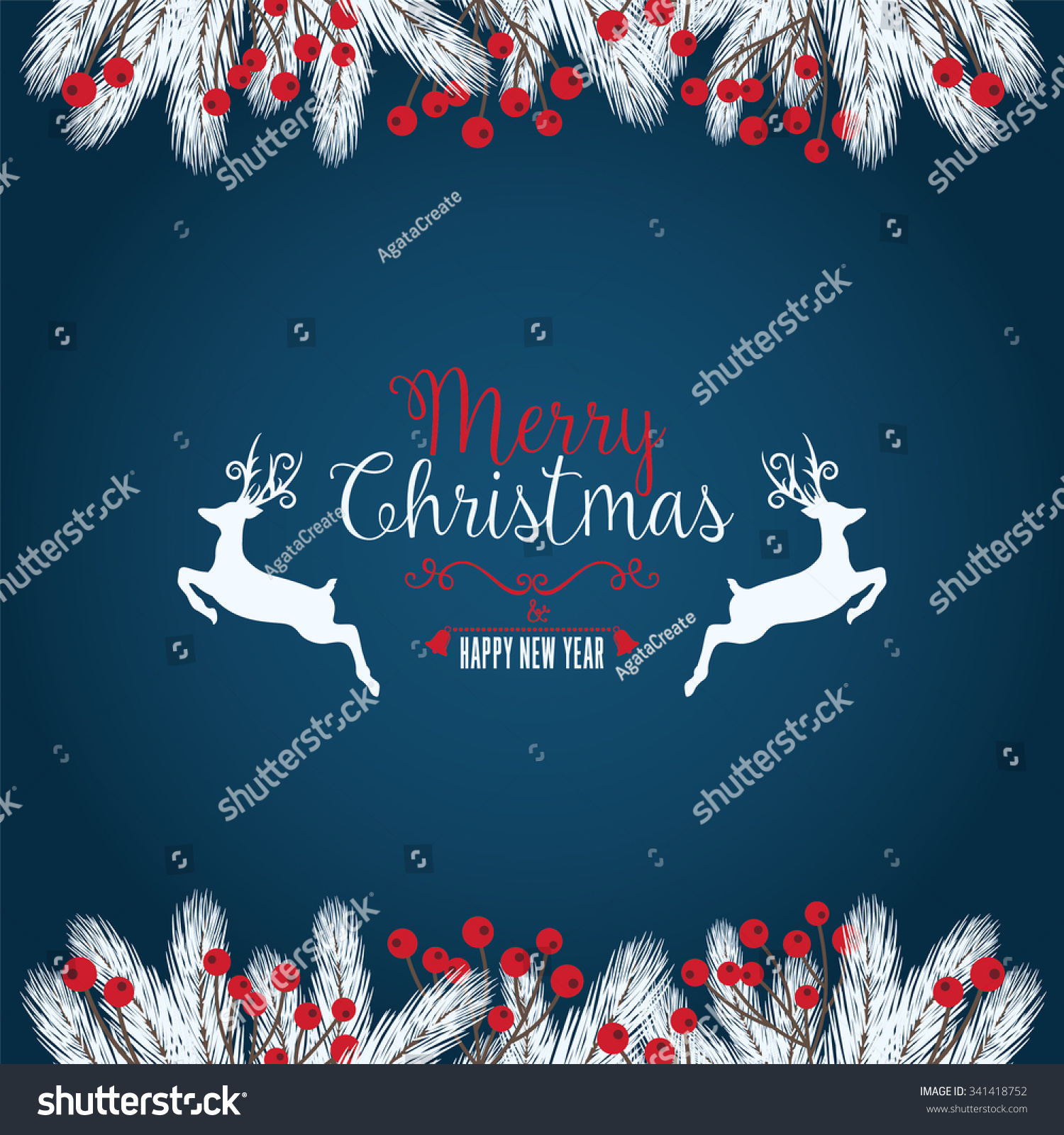 Christmas Card With Greetings Stock Vector Illustration 341418752 : Shutterstock