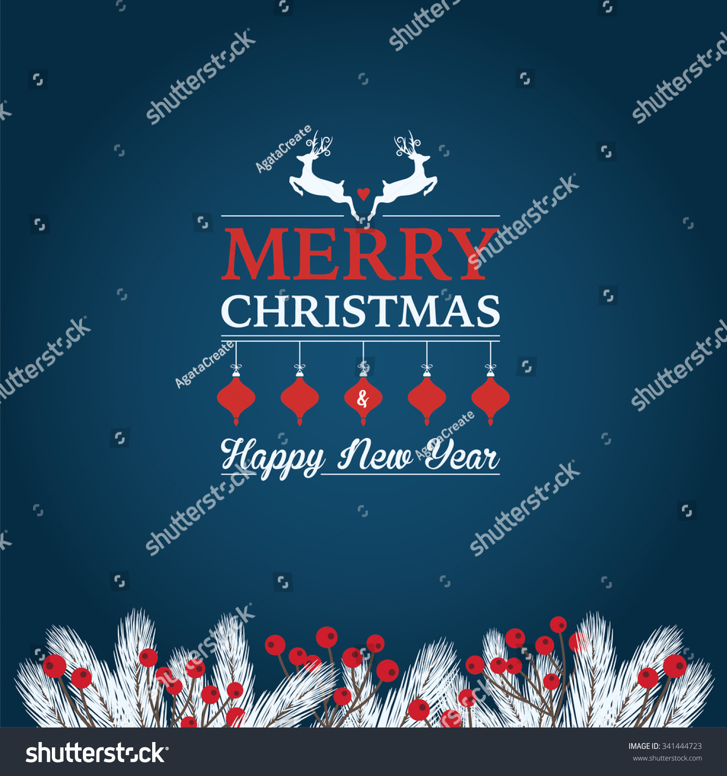 Christmas Card With Greetings Stock Vector Illustration 341444723 : Shutterstock