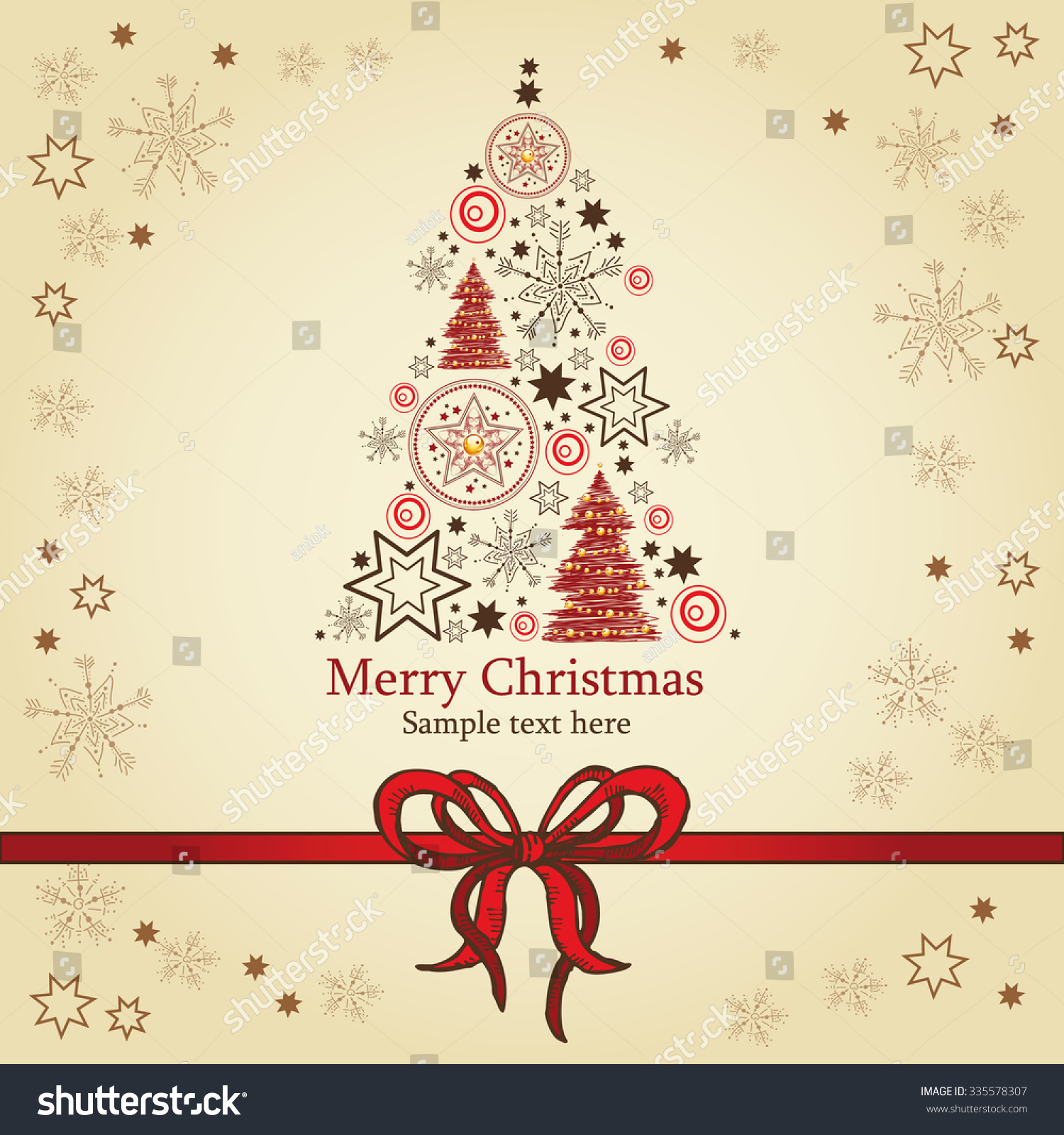 Christmas Card With Holiday Tree Stock Vector Illustration 335578307