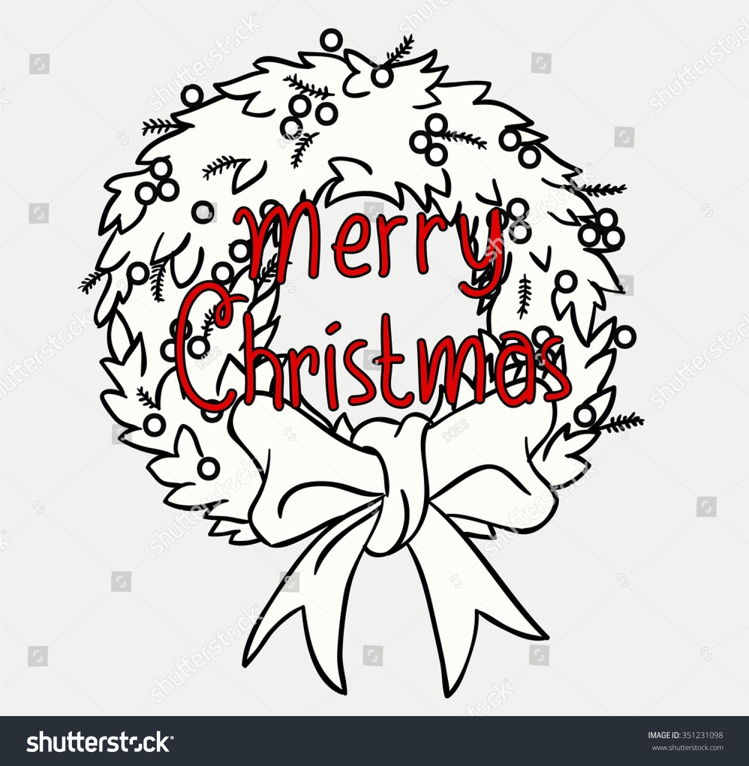 Christmas Card Holly Berry Doodle Art Stock Vector Royalty Free