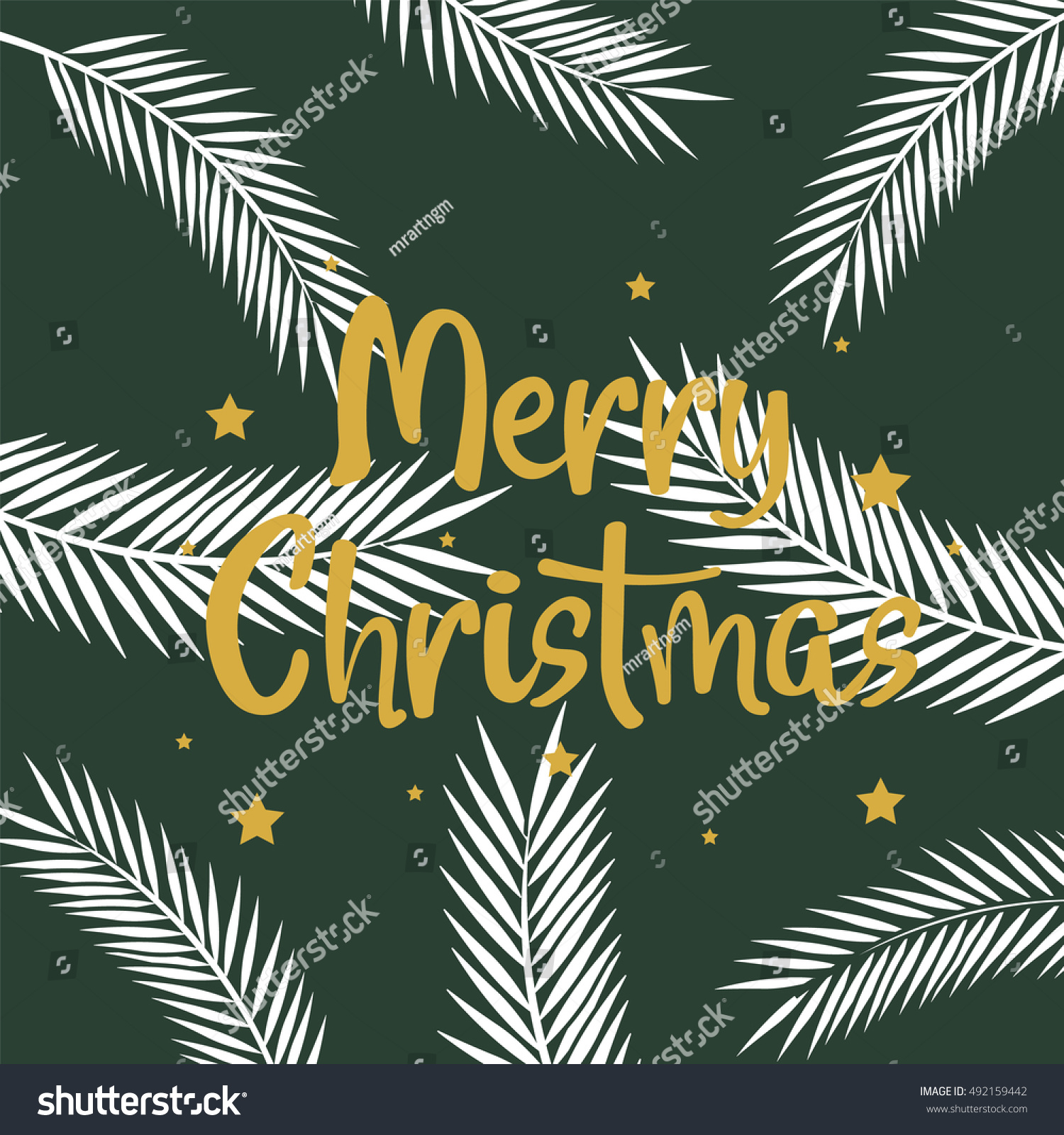 Christmas Card With Merry Christmas Typography Design Stock Vector Illustration 492159442