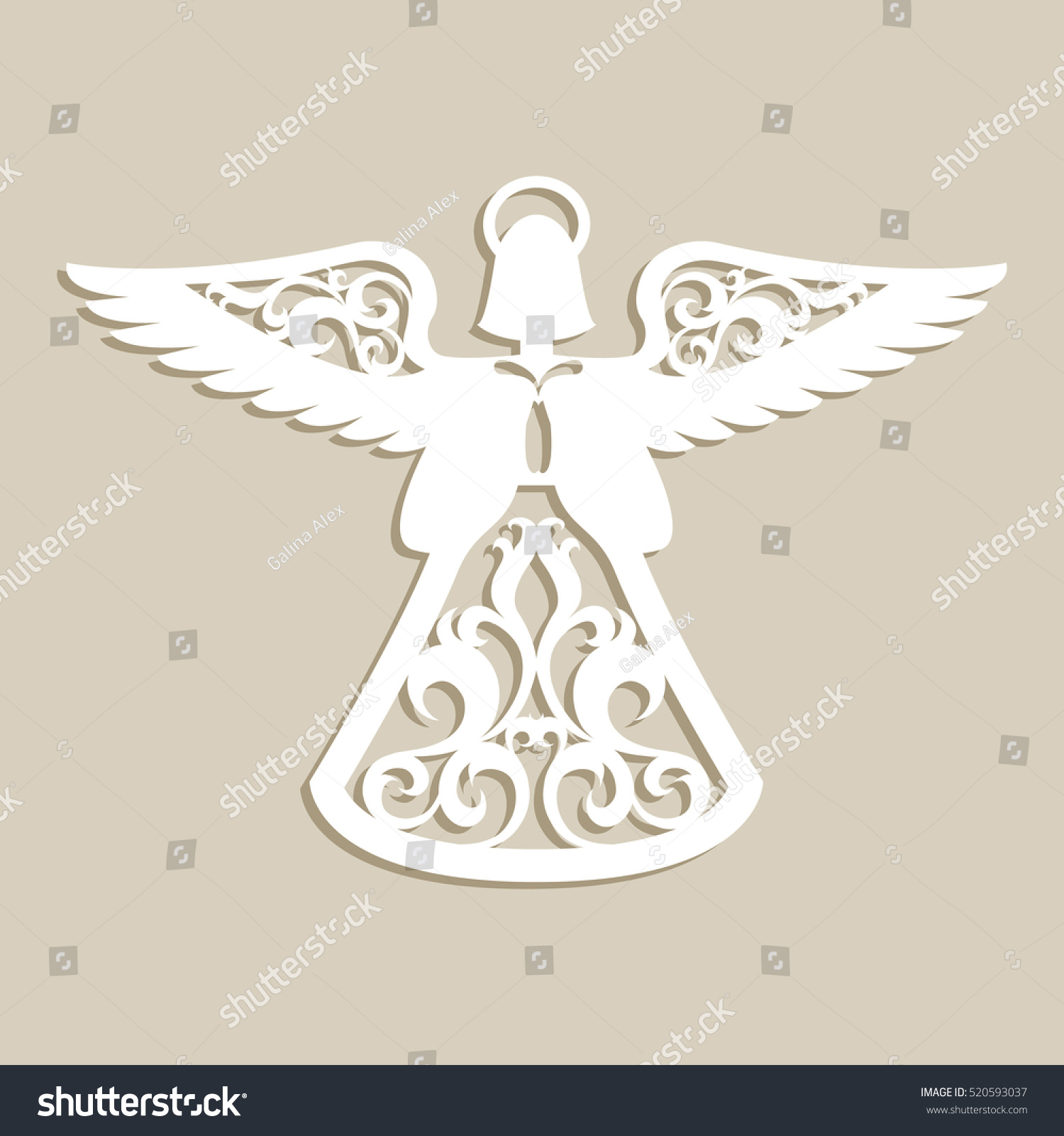 Christmas Carved Openwork Angel Template Laser Stock Vector 520593037 ...