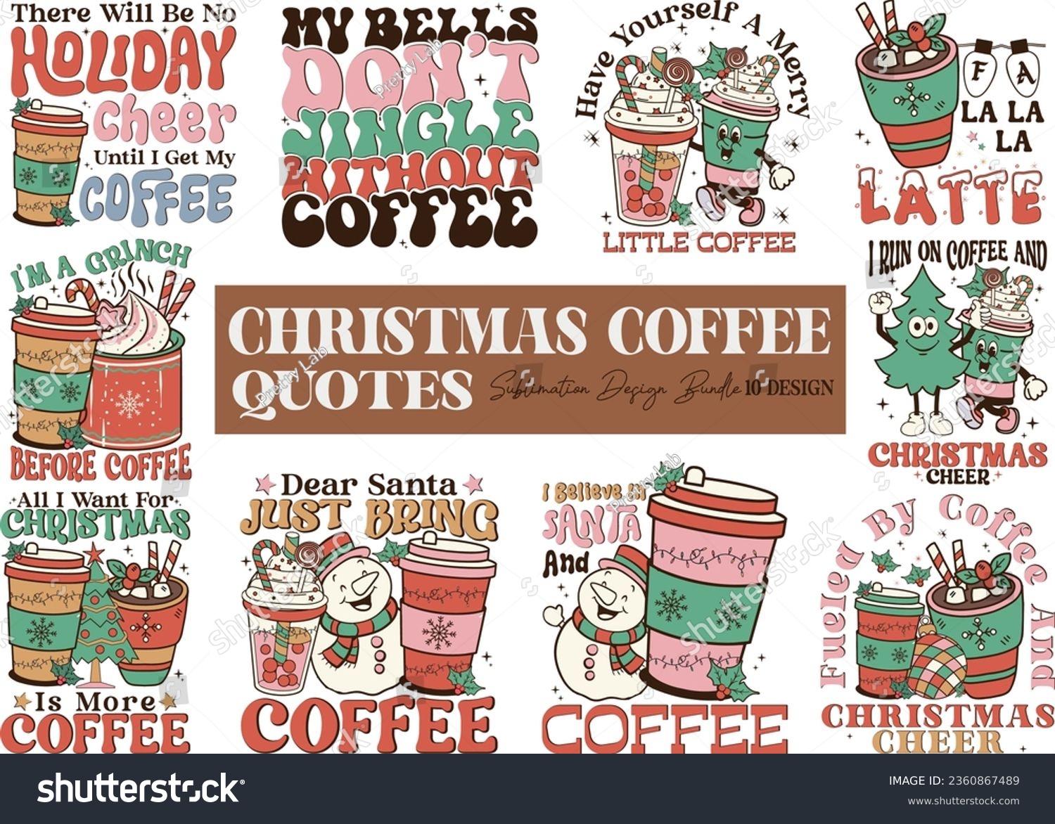 SVG of Christmas Coffee Sublimation Design Bundle svg