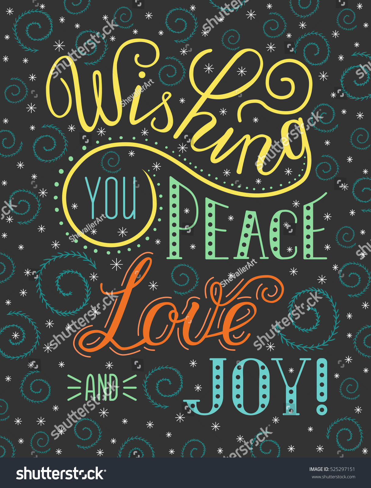 christmas colorful lettering inscription wishing you stock vector