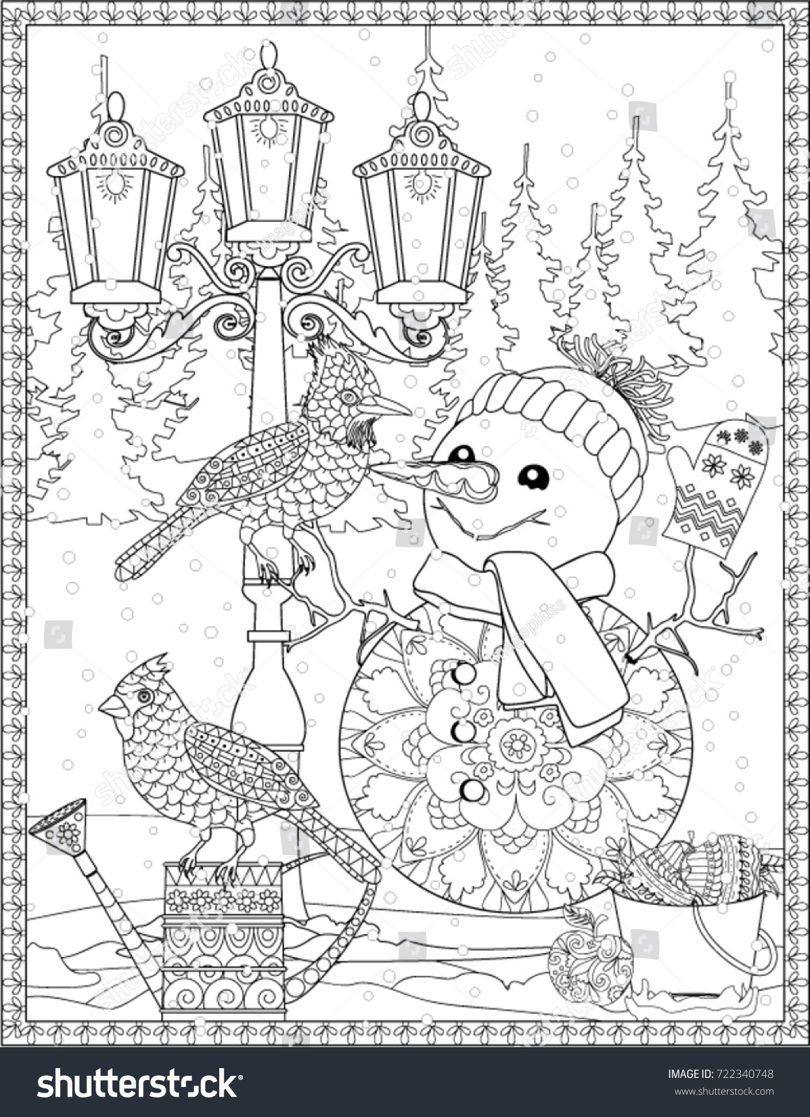 Christmas Coloring Book Page Stock Vector (Royalty Free) 722340748 ...