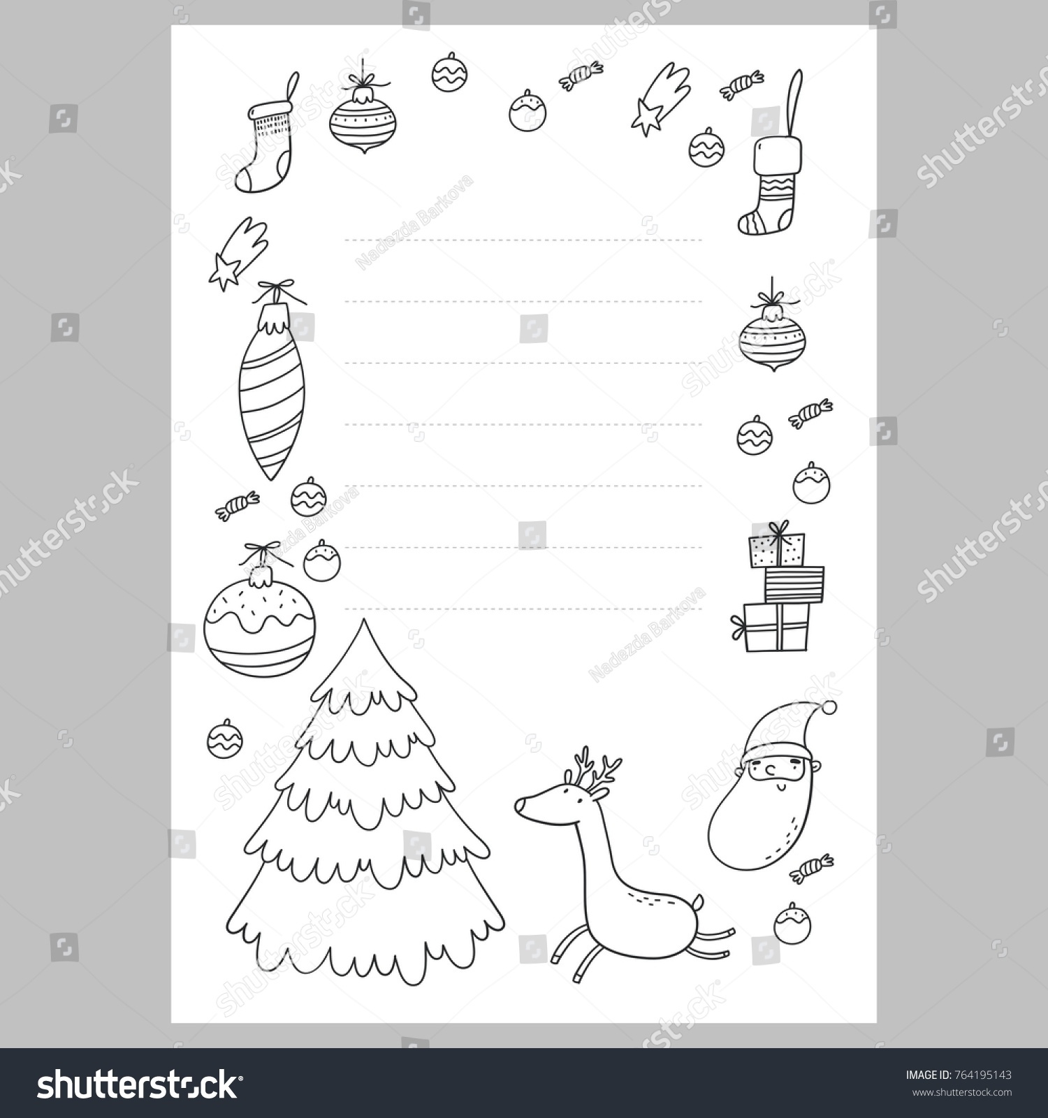 Christmas coloring page Christmas wish list with Santa A letter to Santa template