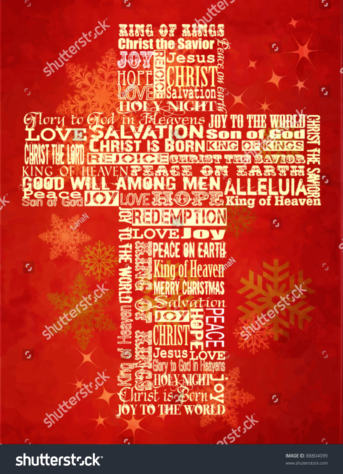 Christmas Cross bright Christmas background with Christmas greetings in the shape of the Cross