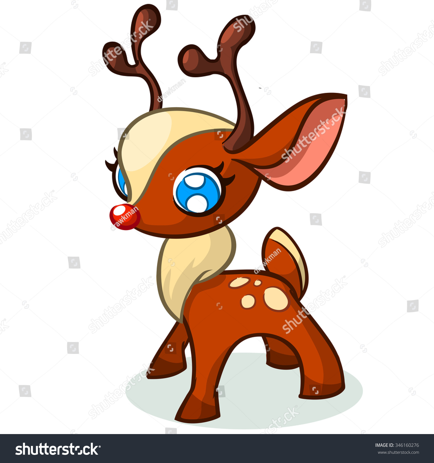 Christmas Cute Reindeer Vector Illustration On Stock Vector 346160276