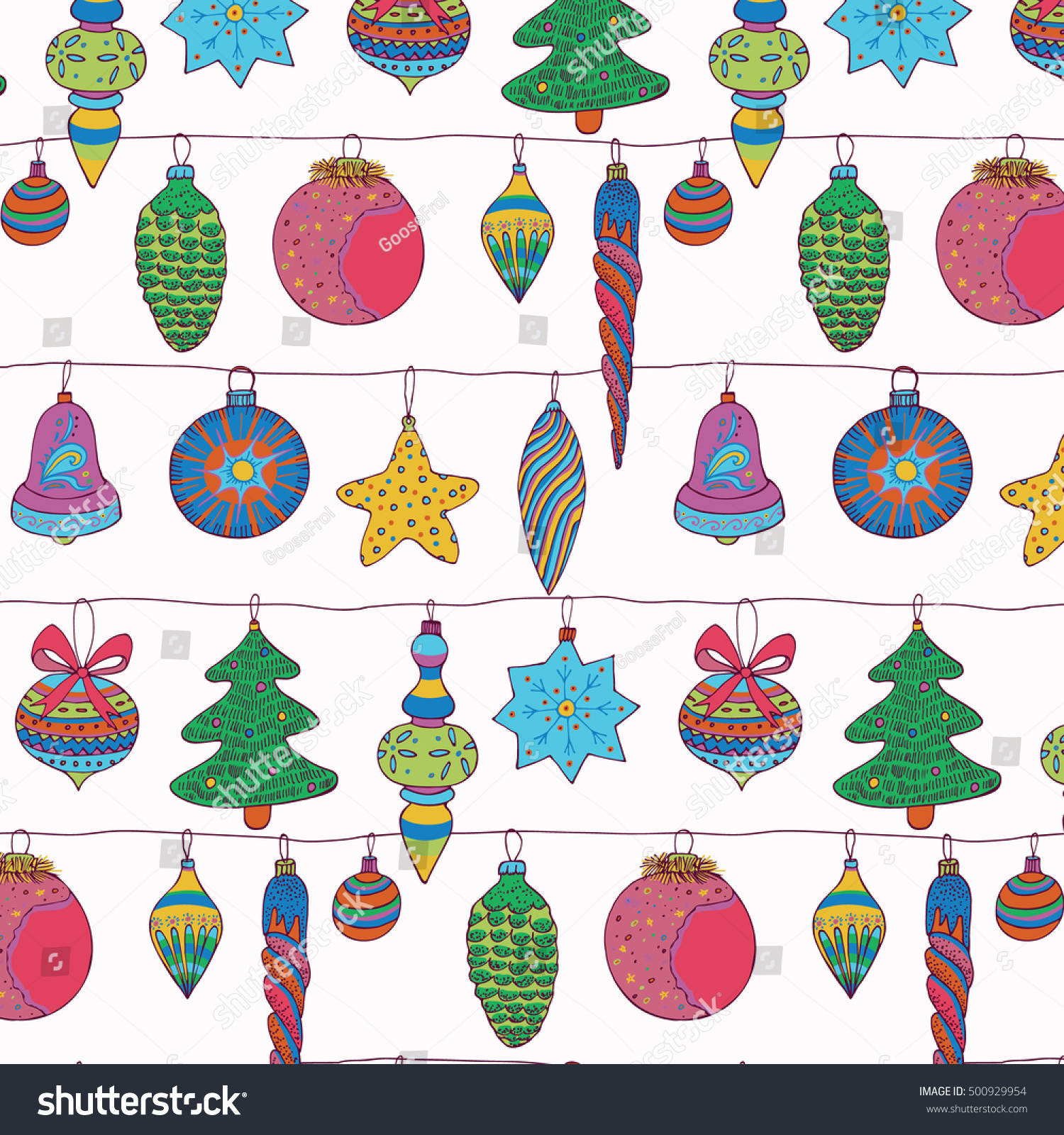 Christmas Decorations Vector Pattern New Year Stock Vector Royalty