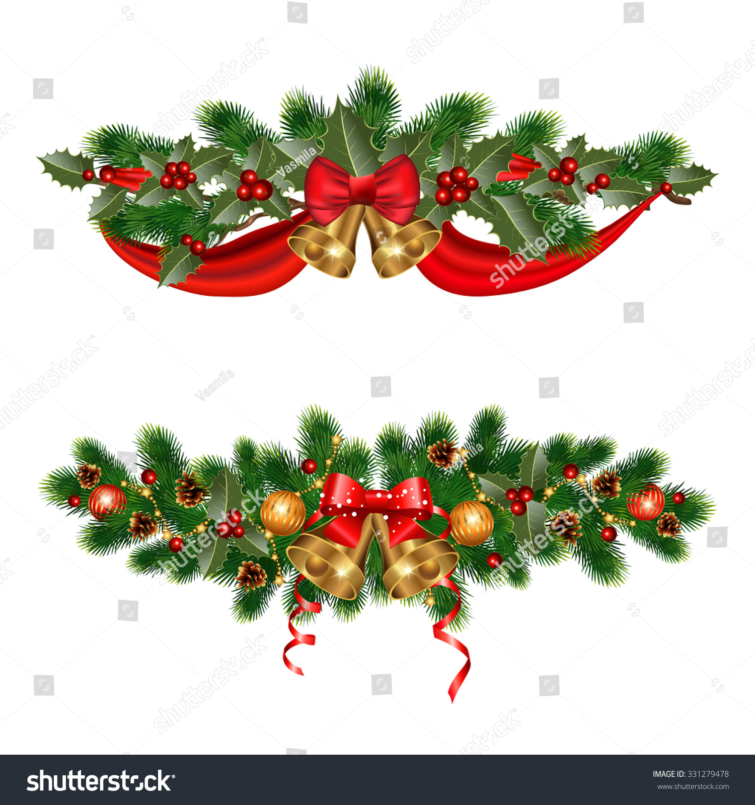 Download Christmas Decorations Fir Tree Decorative Elements Stock Vector Royalty Free 331279478 PSD Mockup Templates