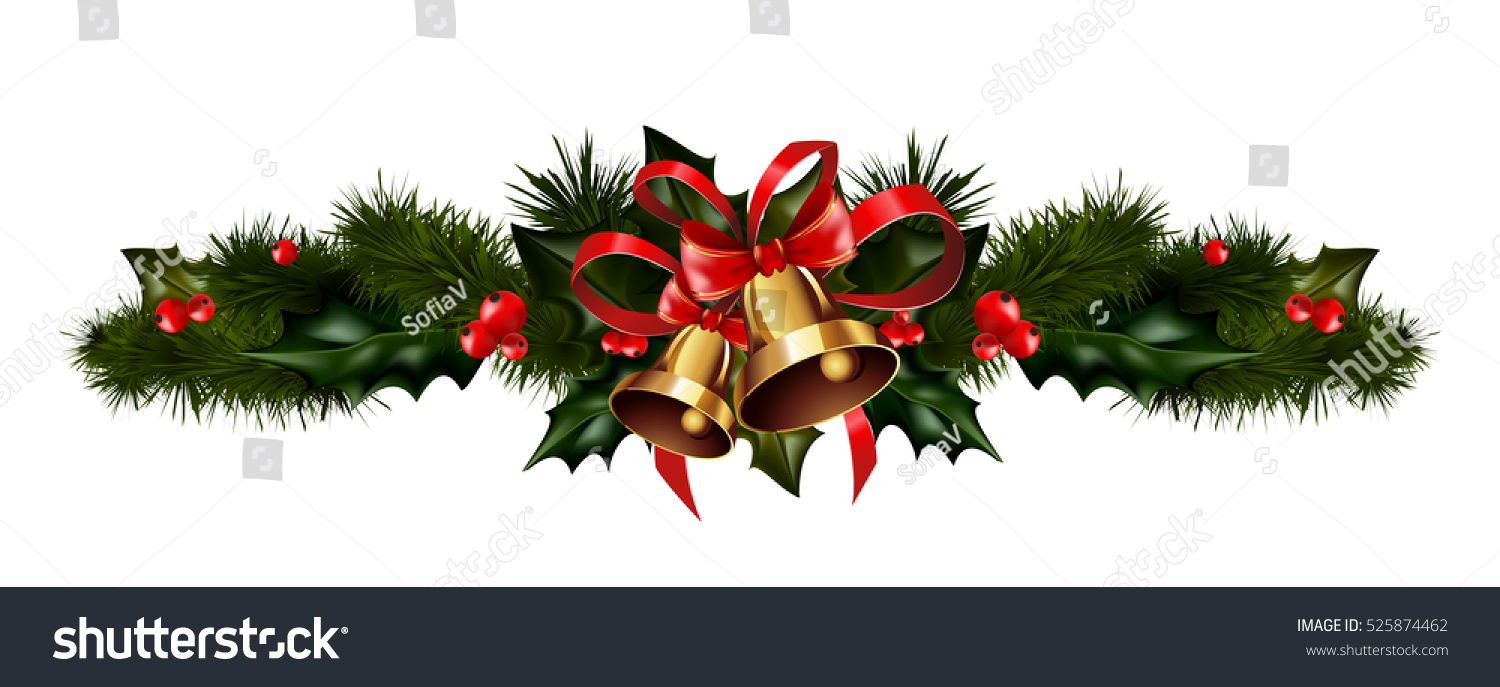 Christmas Decorations Fir Tree Golden Jingle Stock Vector Royalty Free 525874462