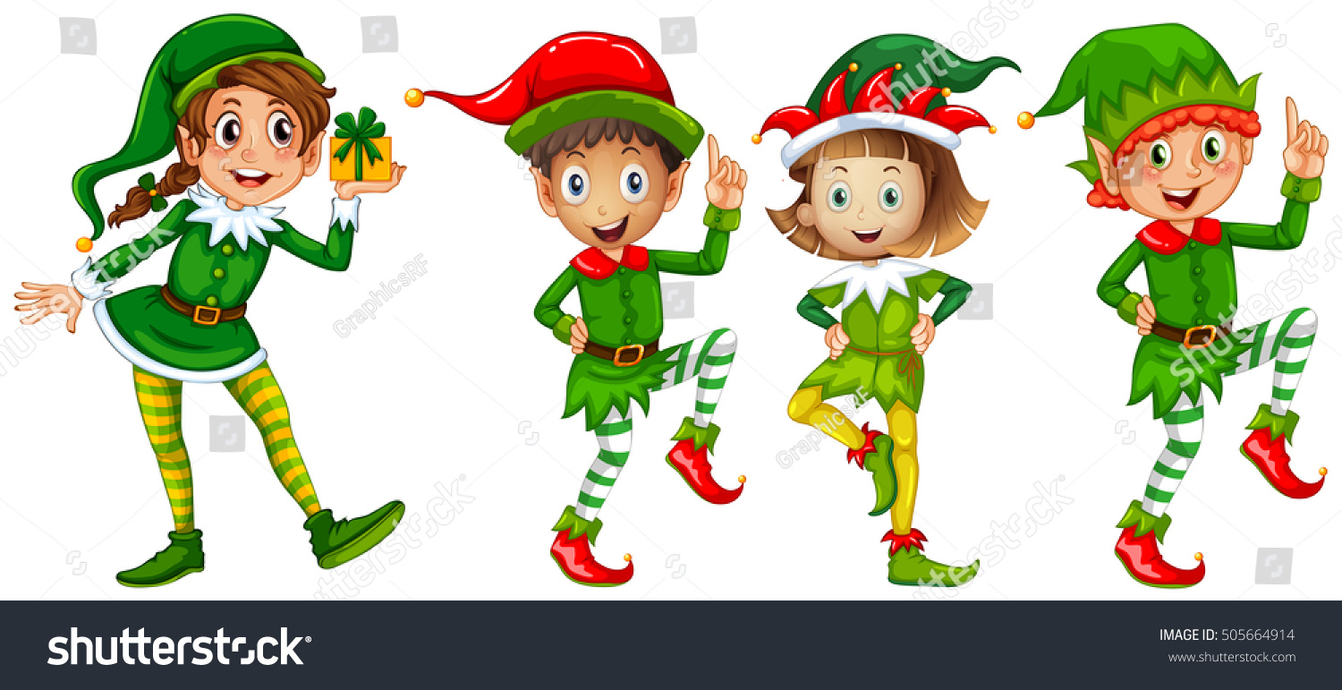 Download Christmas Elf Green Costume Illustration Stock Vector Royalty Free 505664914 Yellowimages Mockups