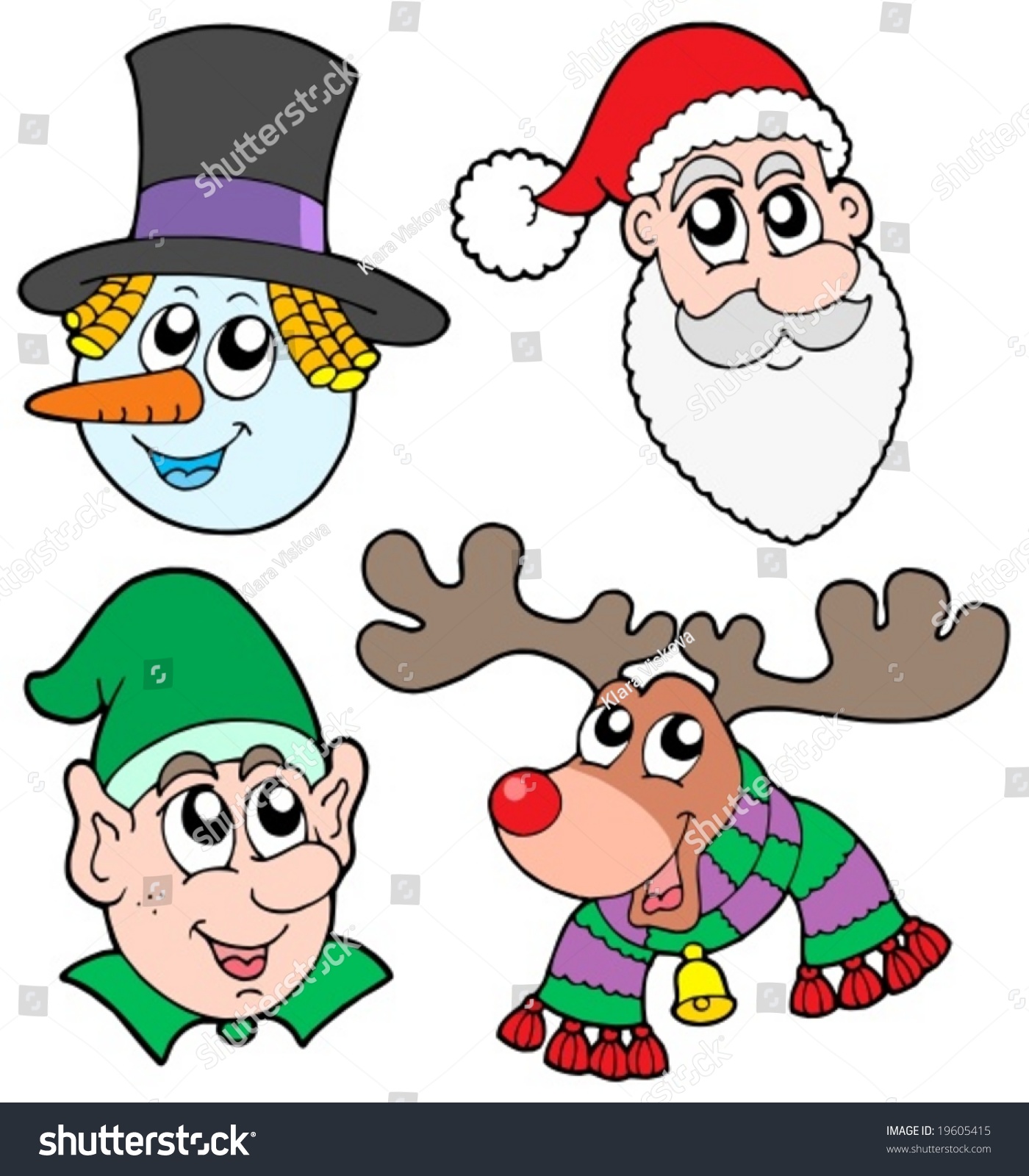 Christmas Faces Collection Vector Illustration Stock Vector (Royalty ...