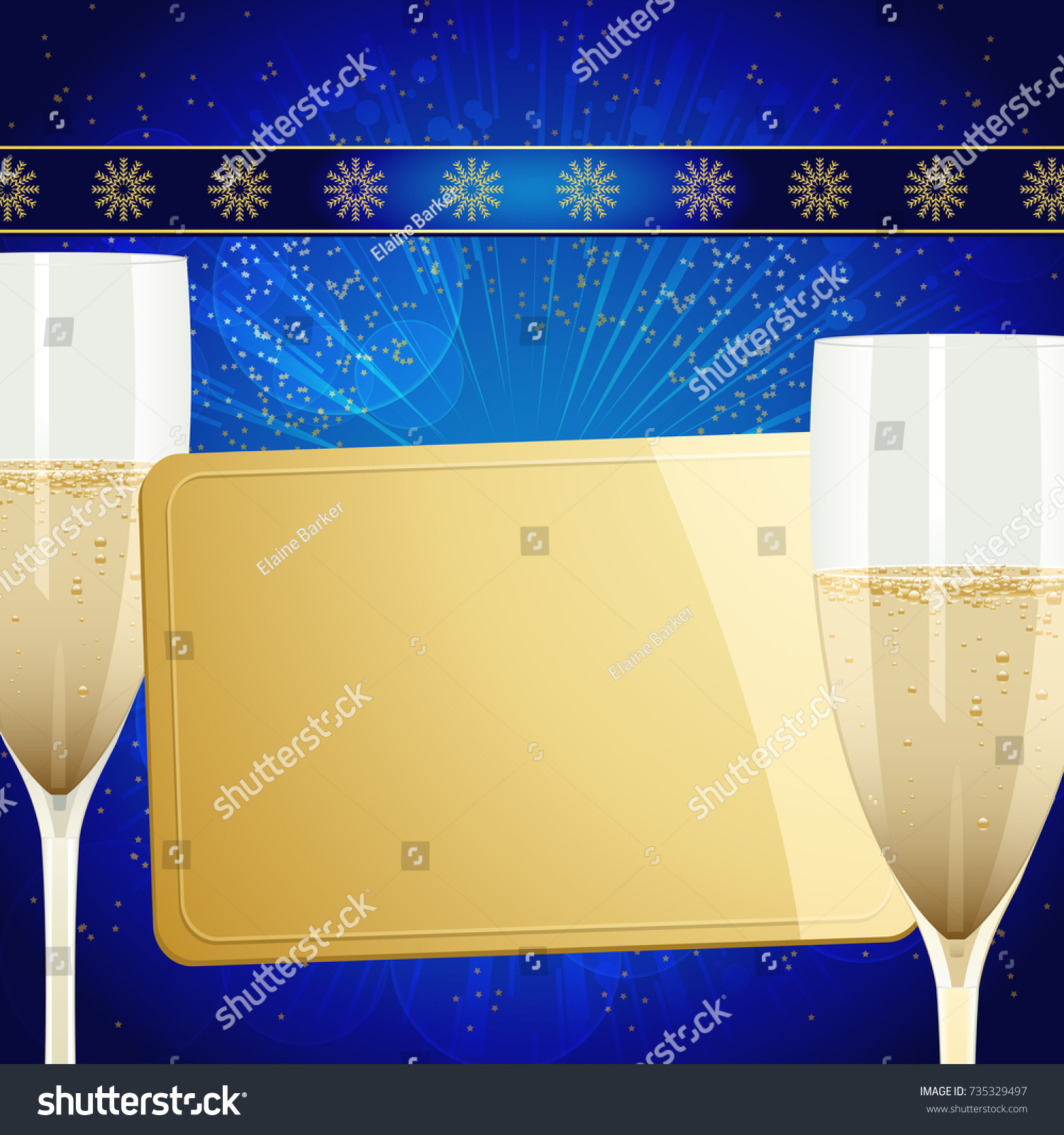 Christmas Festive Blue Background Golden Gift Royalty Free Stock