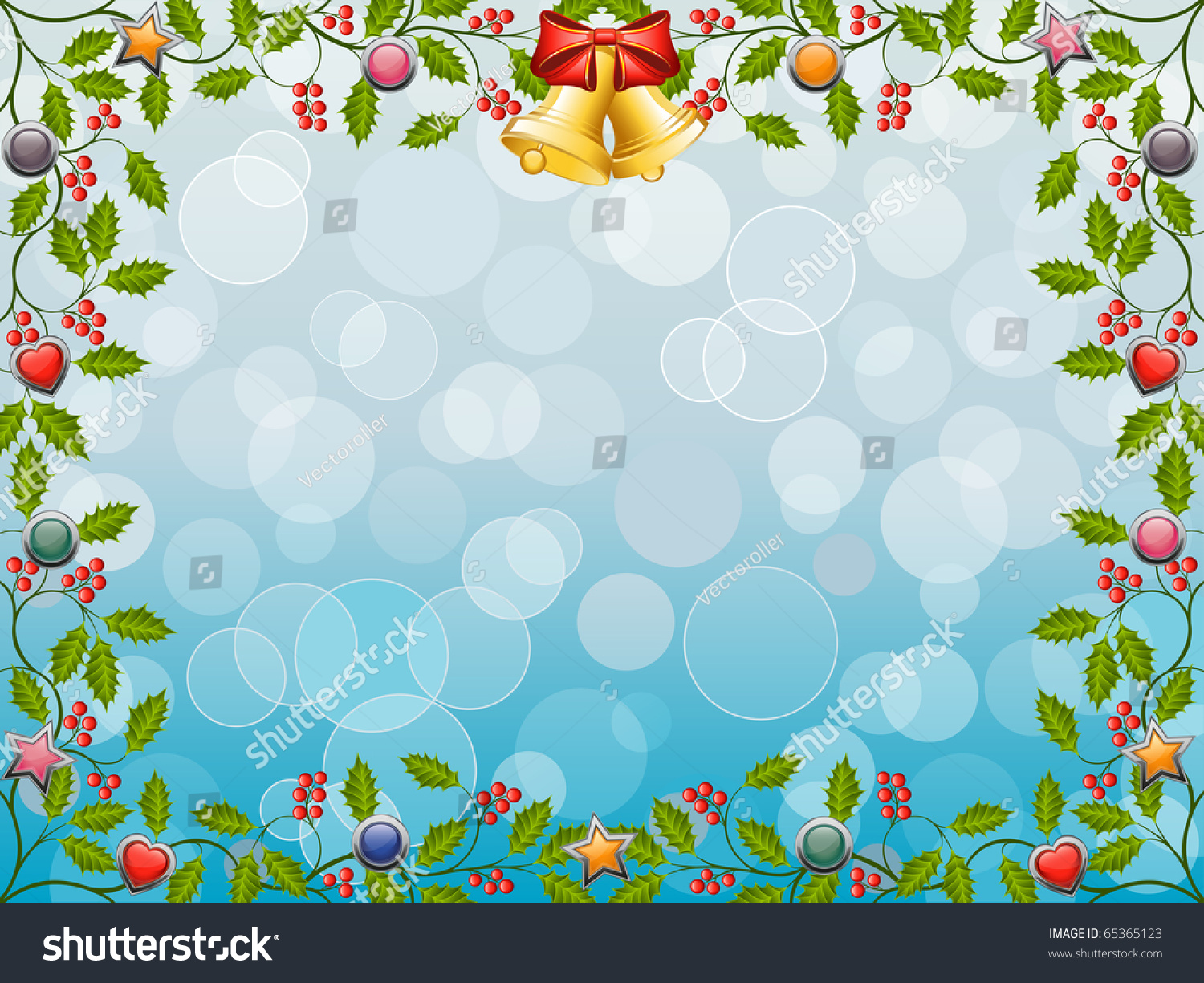 Christmas Frame With A Holly. Vector Illustration. - 65365123