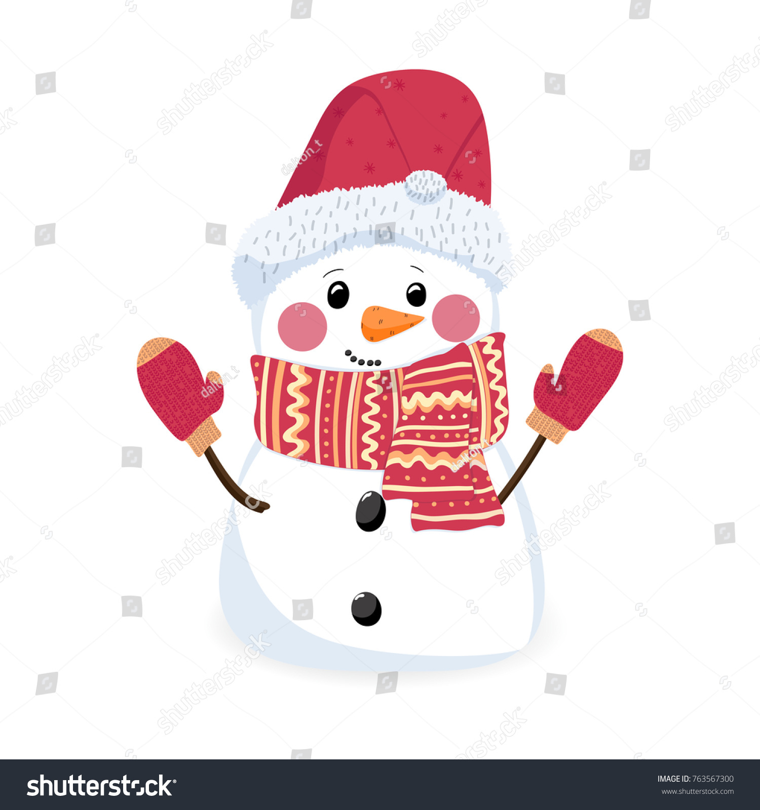 Christmas Funny Baby Snowman Vector Isolated Stock Vector Royalty Free