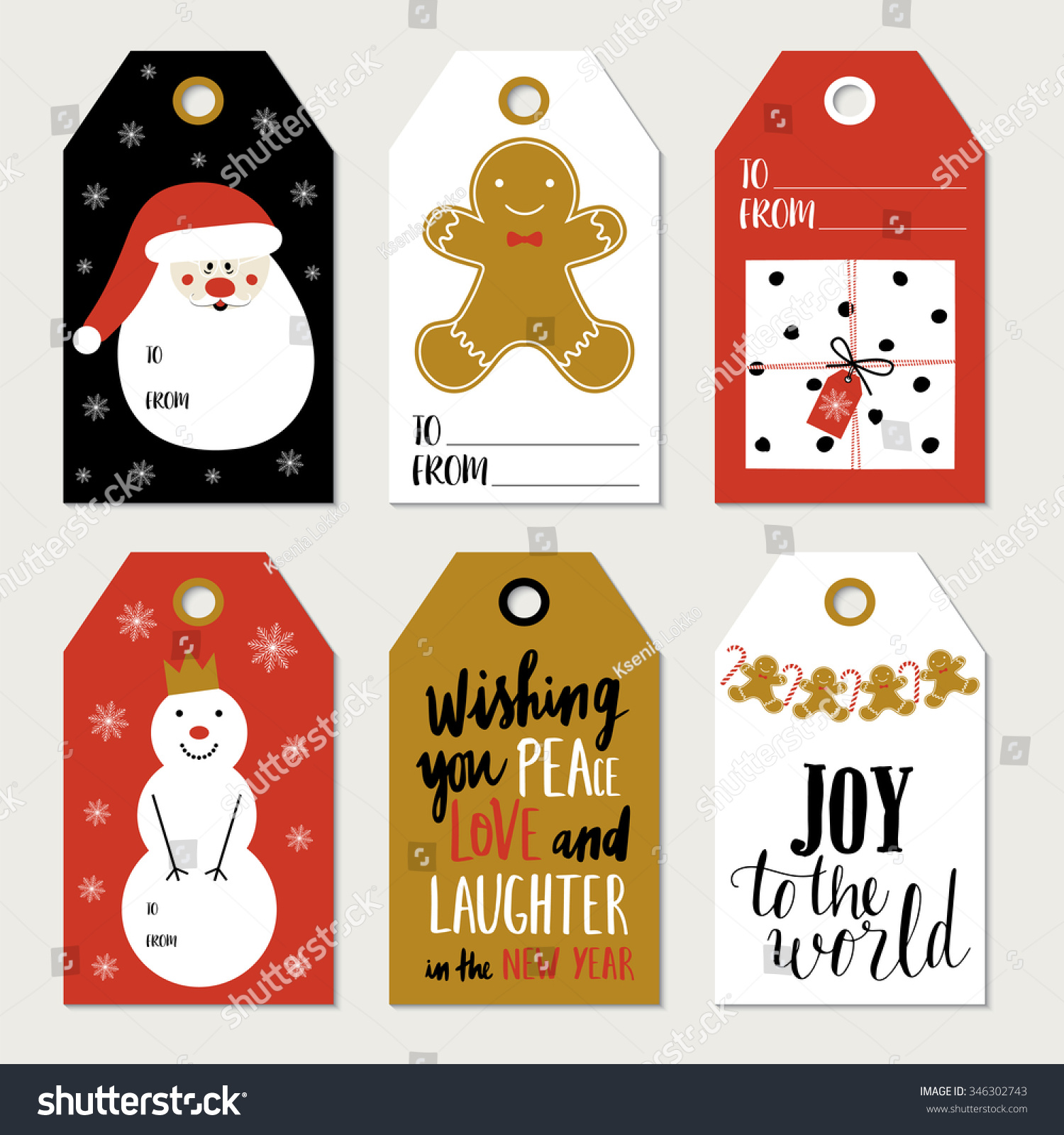 christmas gift tags stickers labels template stock vector royalty