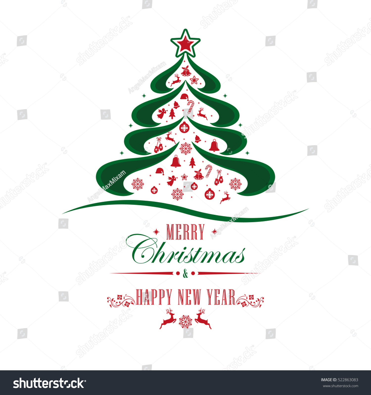 Christmas Greeting Card. Happy New Year And Merry Christmas Holidays