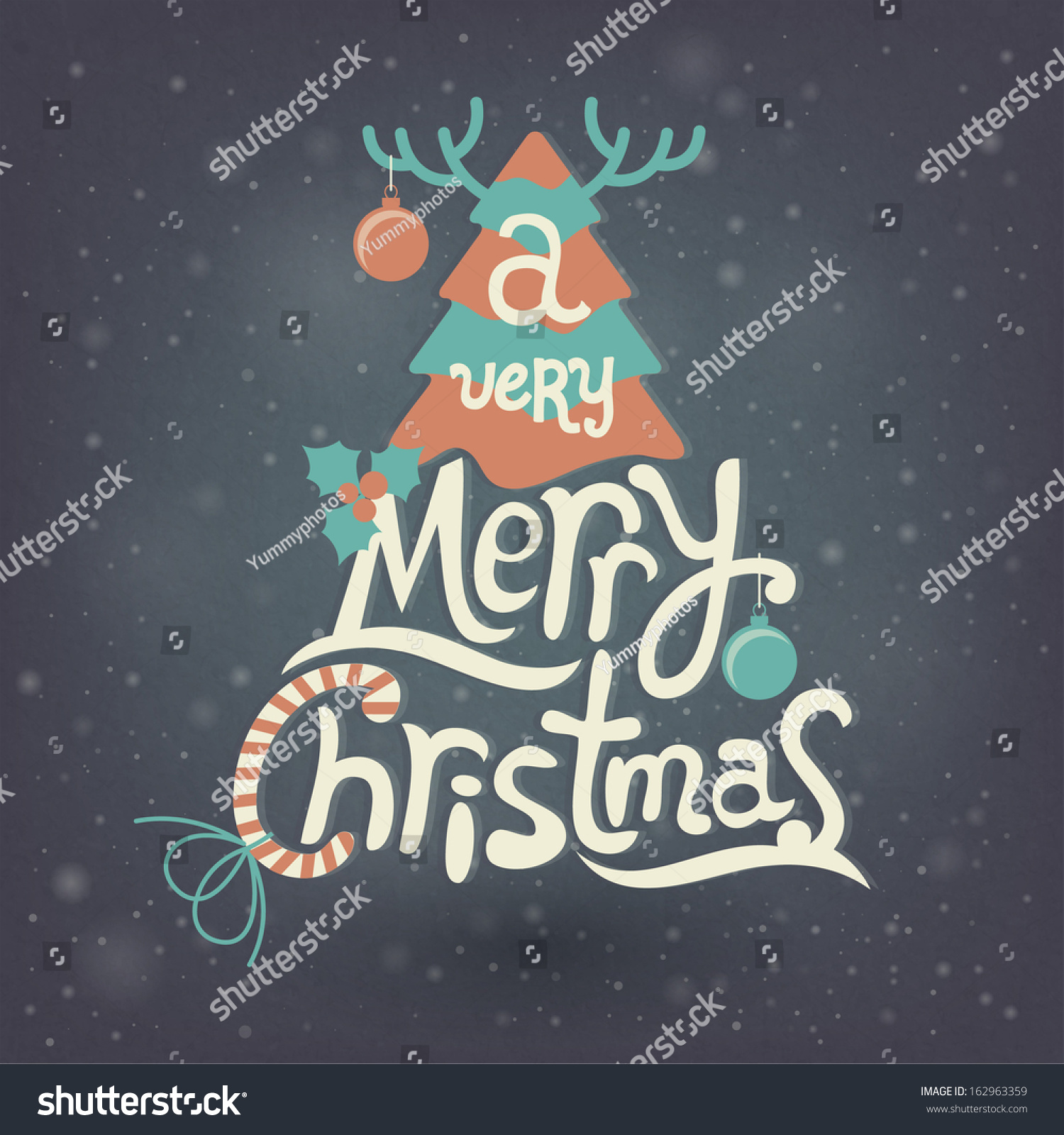 Christmas Greeting Card Merry Christmas Lettering Stock Vector 162963359 - Shutterstock