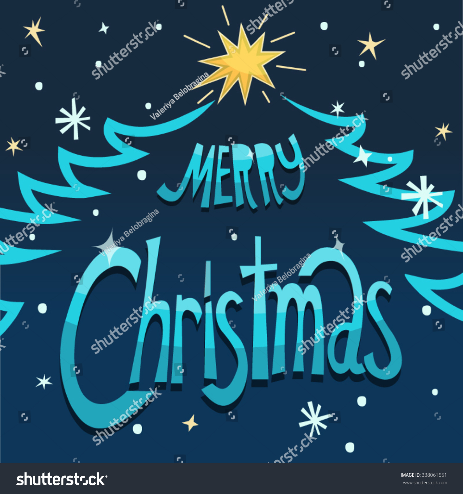 Christmas Greeting Card. Merry Christmas Lettering Stock Vector