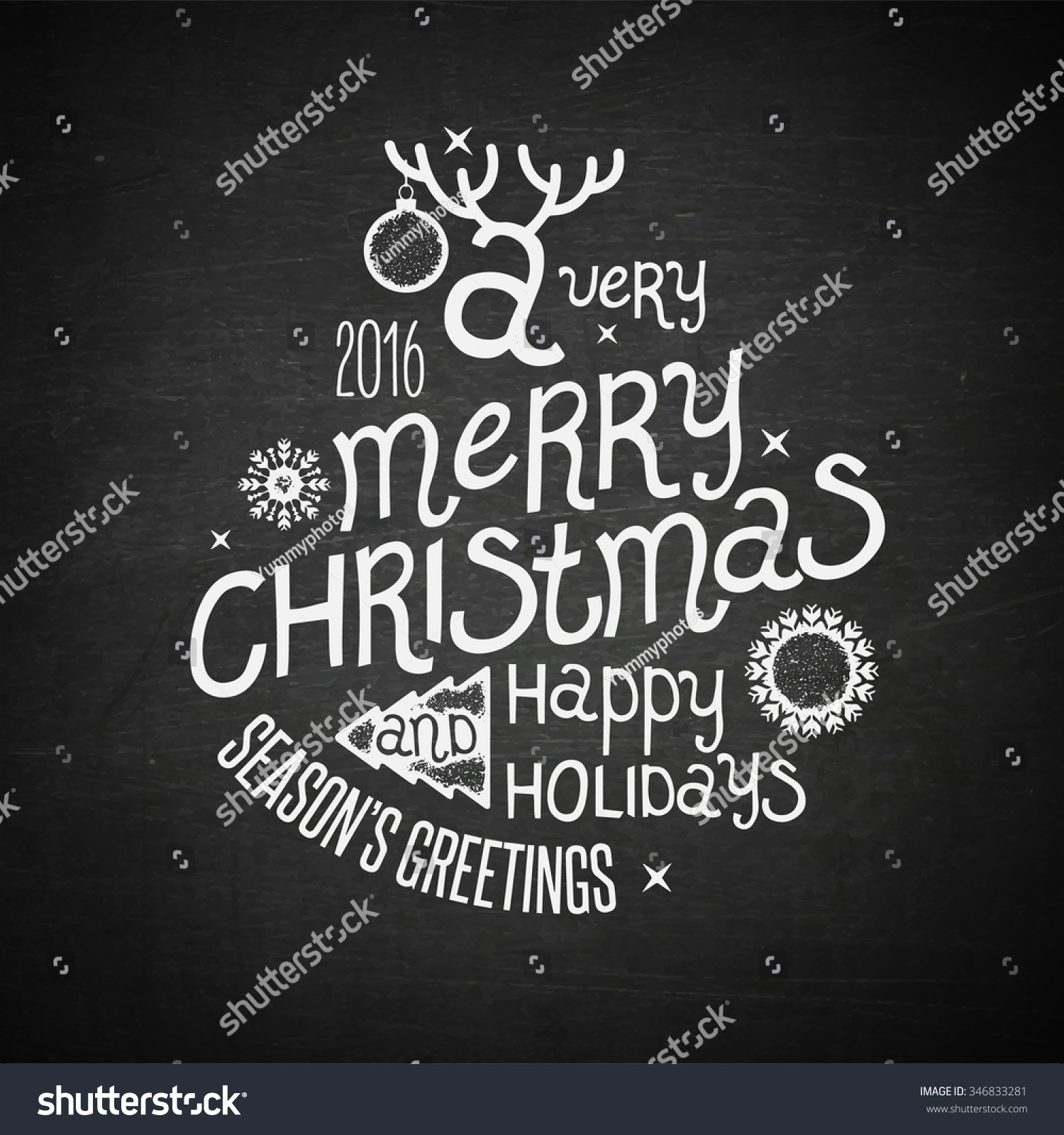Christmas Greeting Card Merry Christmas lettering