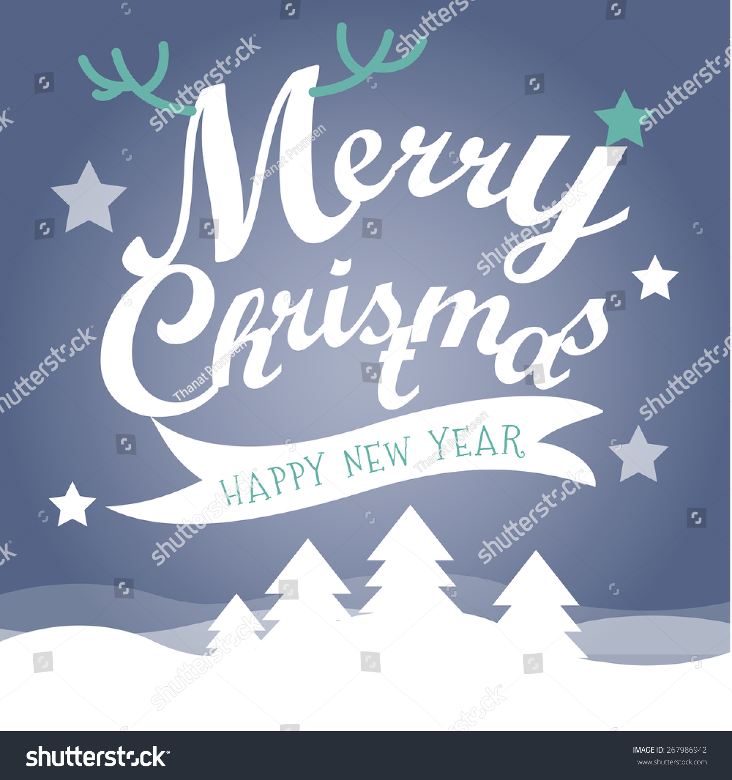 Christmas Greeting Card. Merry Christmas Lettering Vector Illustration ...