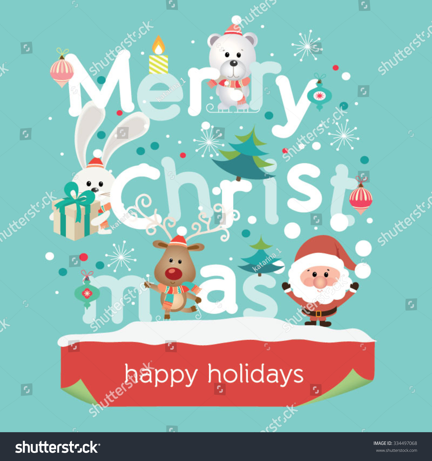 stock vector christmas greeting card merry christmas lettering vector illustration