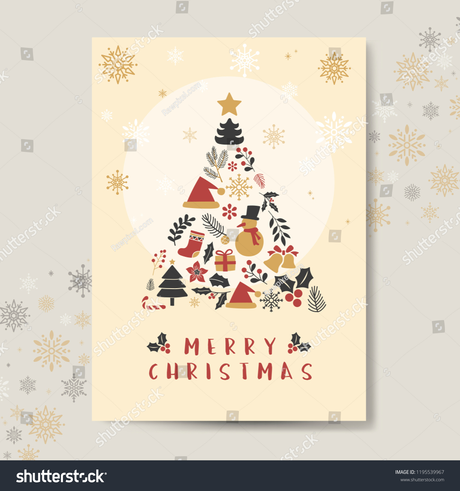 Download Christmas Greeting Card Mockup Vector Stock Vector Royalty Free 1195539967 PSD Mockup Templates