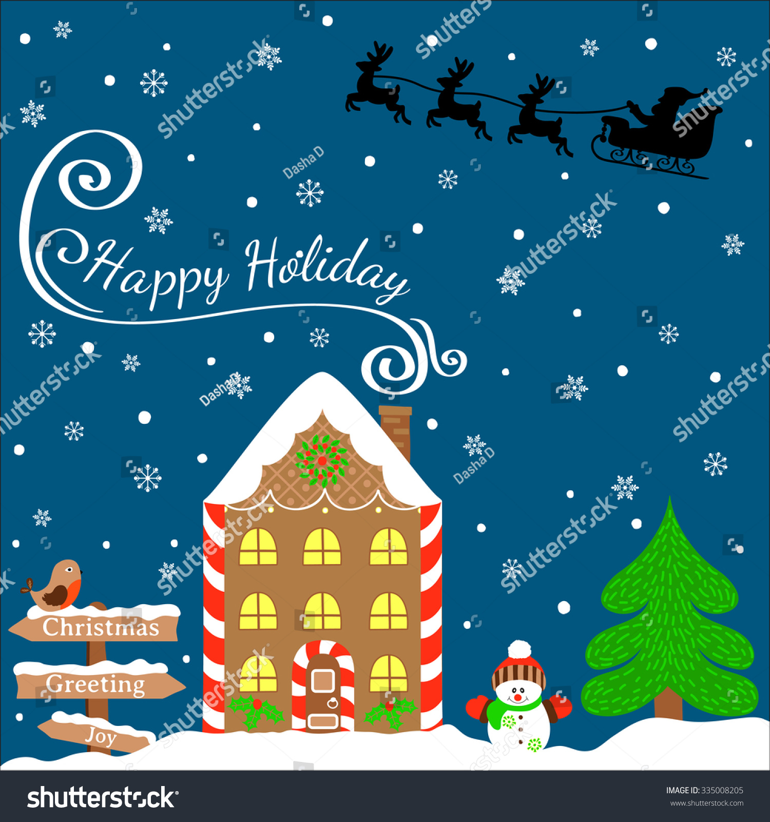Christmas Greeting Card Template Vector Merry Stock Vector 335008205 Shutterstock Merry Greeting Card Template