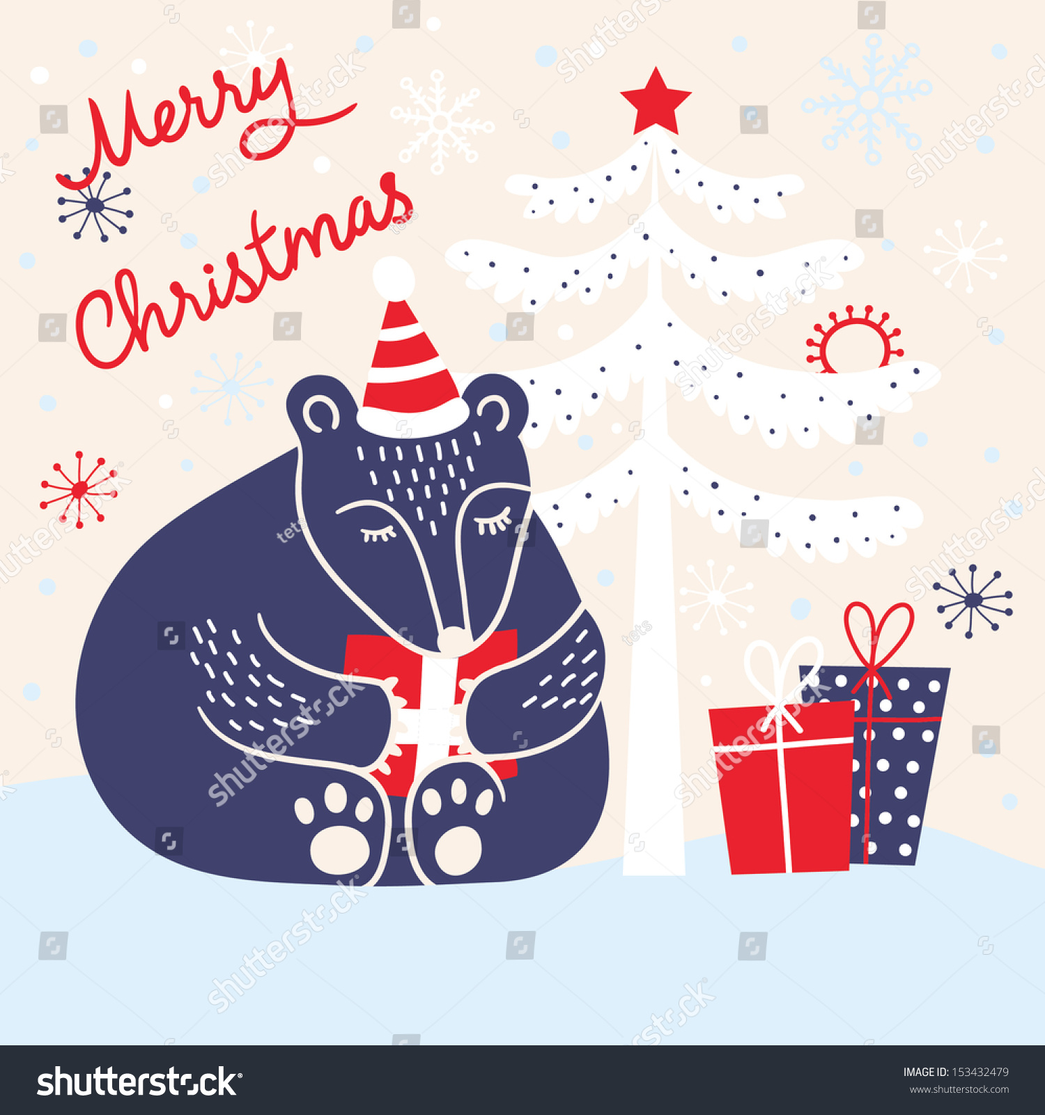 Christmas Greeting Card Vector Illustration Stock Vector 153432479 ...