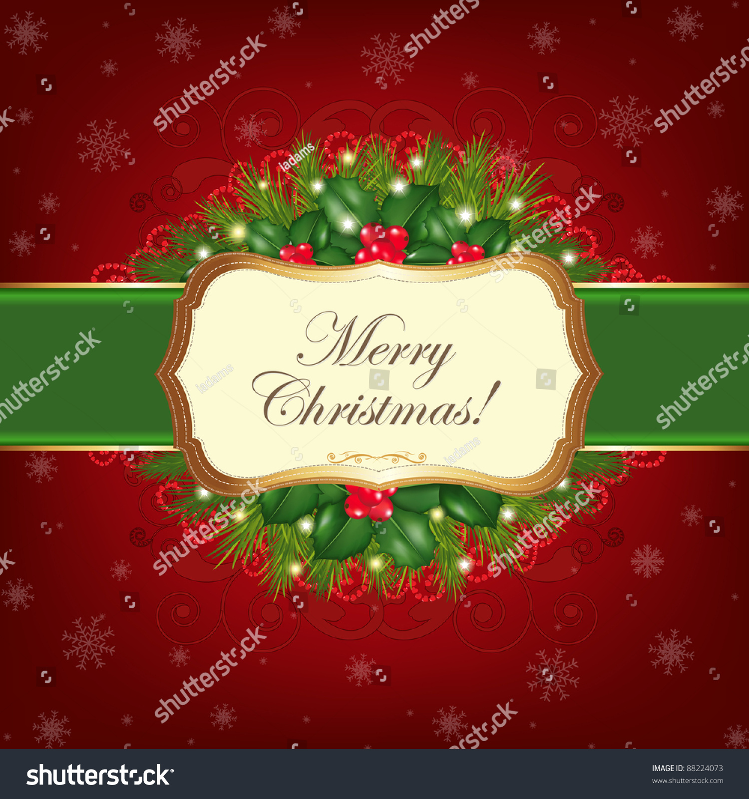 Christmas Greeting Card, Vector Illustration - 88224073 : Shutterstock