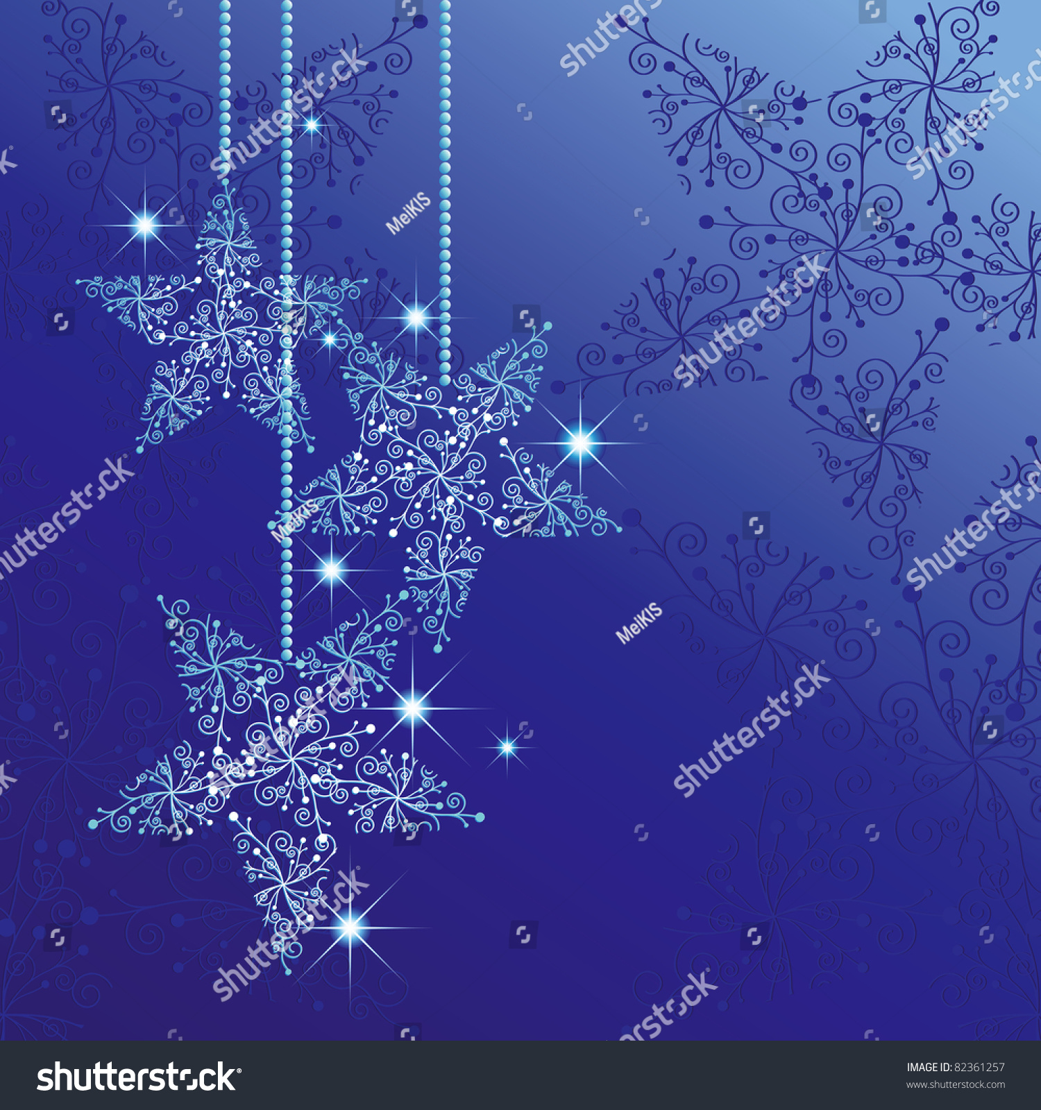 Christmas Greeting Card Sparkling Stars Blue Stock Vector 82361257 ...