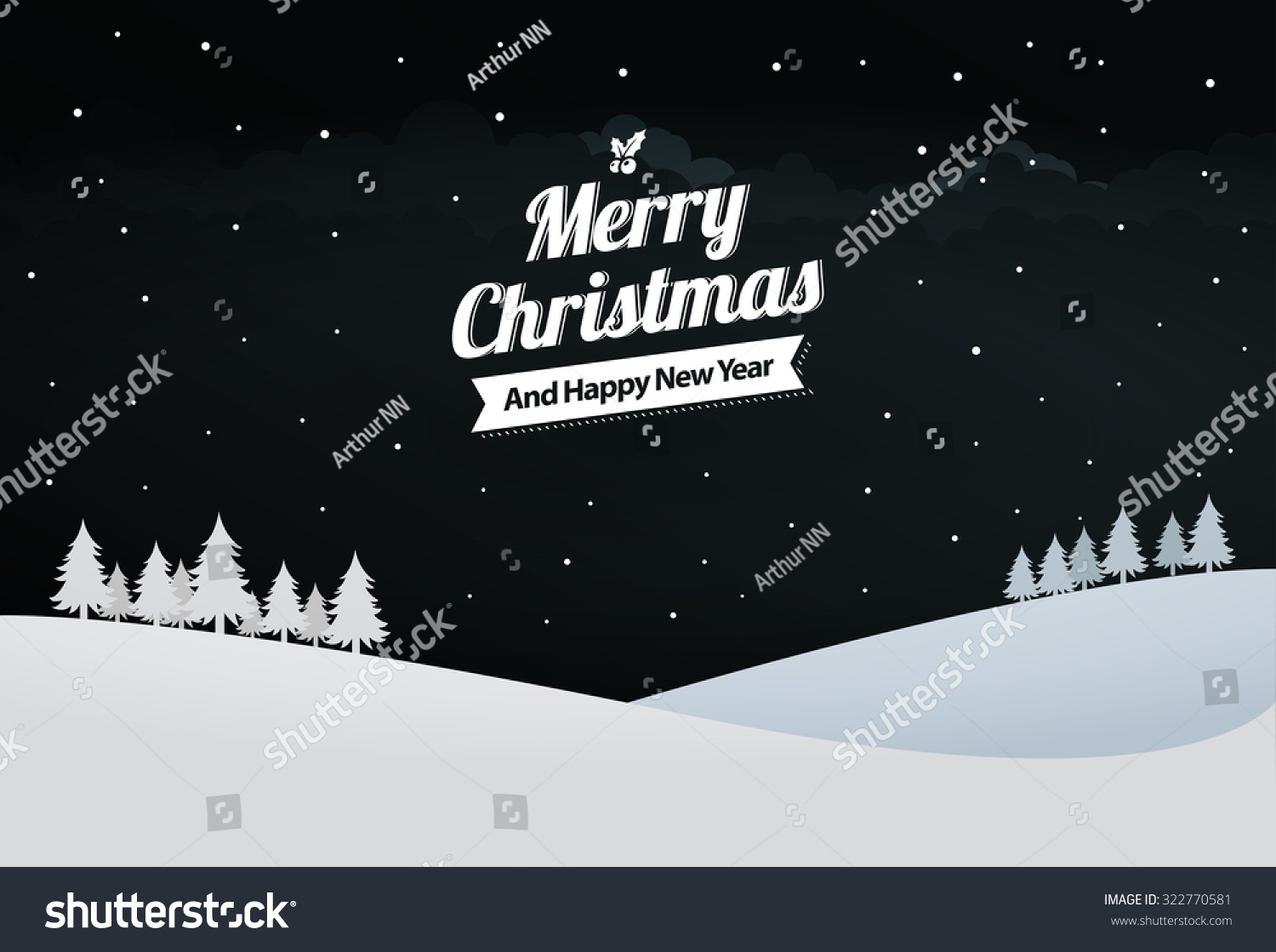 Christmas & Happy New Year Snow Background Vector - 322770581 ...