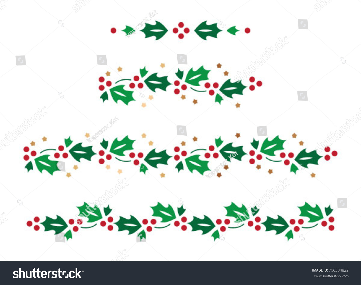 Christmas Holly Border Stock Vector 706384822 - Shutterstock