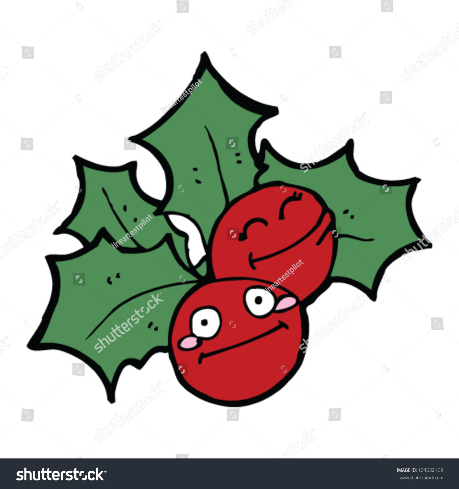 Christmas Holly Cartoon Stock Vector Royalty Free 104632169