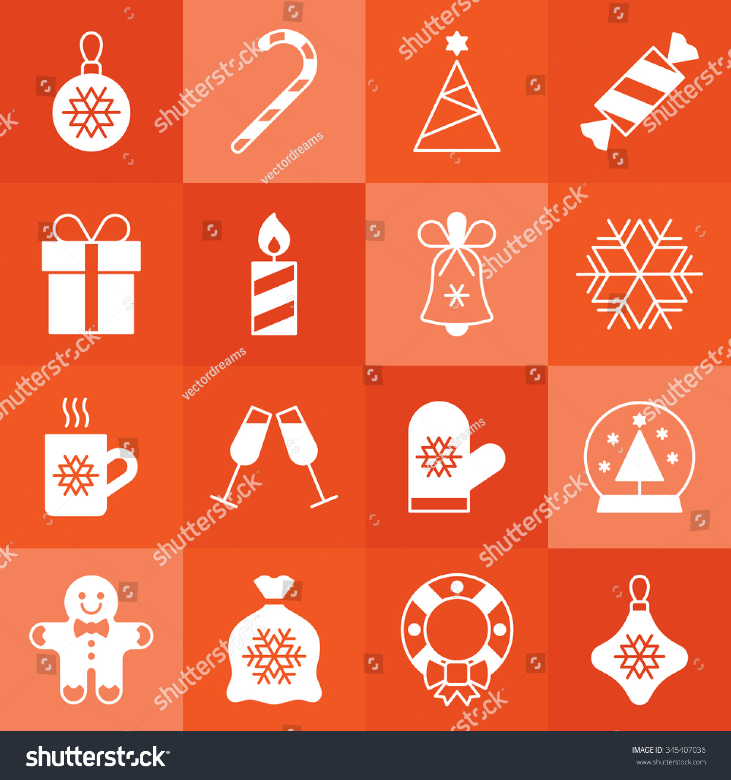 Christmas Icon Set Stock Vector (Royalty Free) 345407036