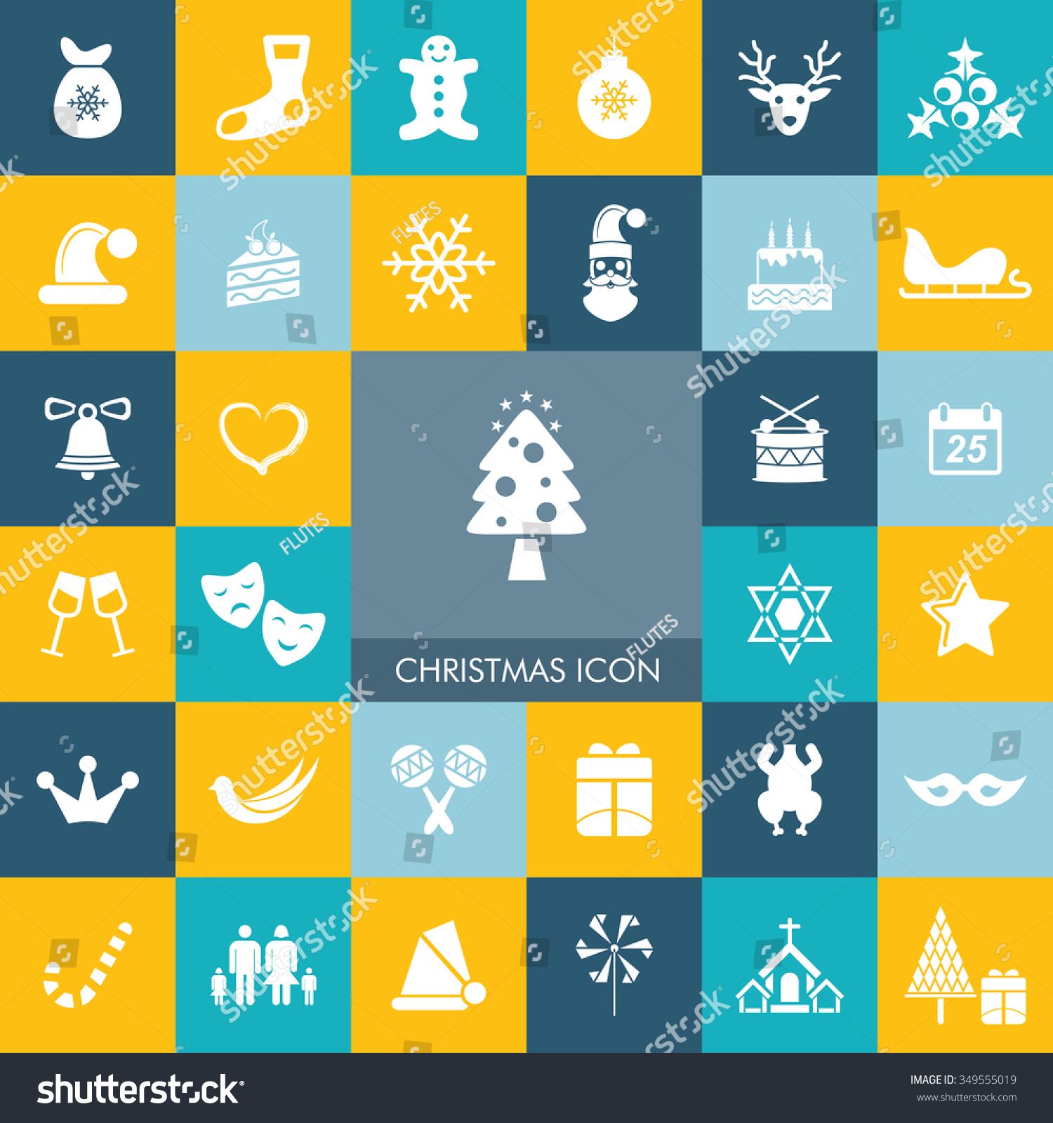 Christmas Icon Set Stock Vector (Royalty Free) 349555019 Shutterstock