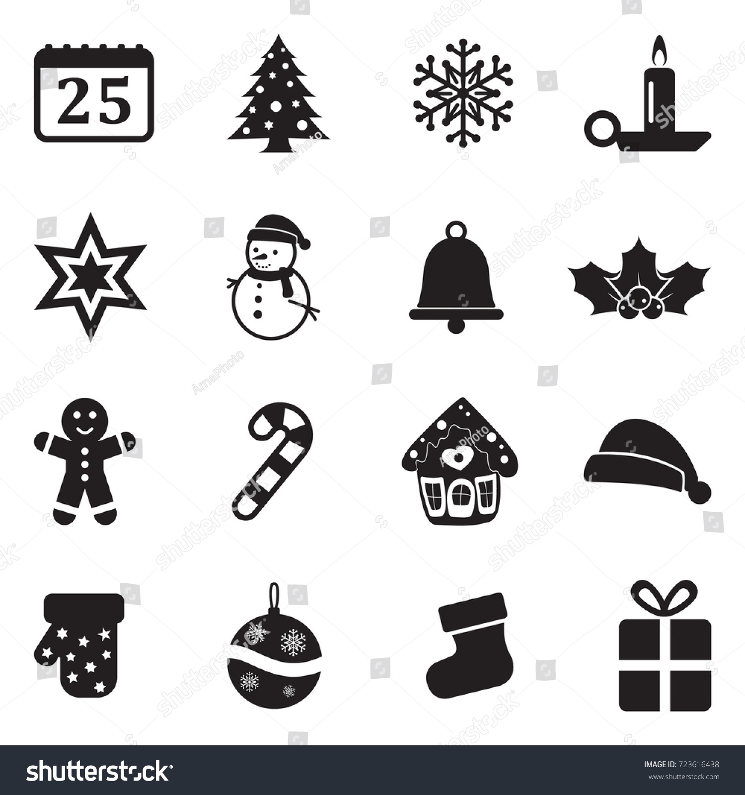 Christmas Icons Black Flat Design Vector Stock Vector (Royalty Free ...